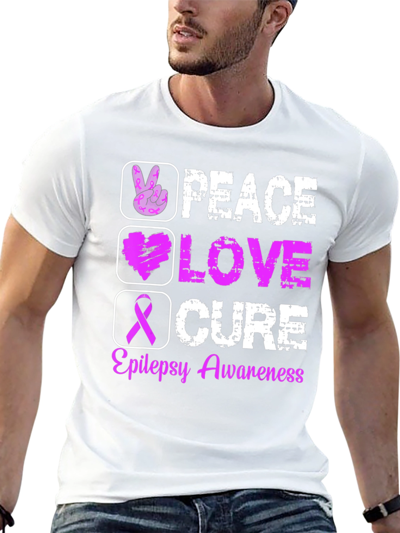 Peace Love Cure Epilepsy Awareness T-Shirt