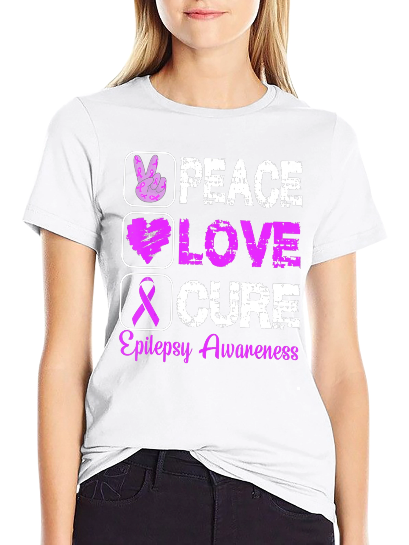 Peace Love Cure Epilepsy Awareness T-Shirt