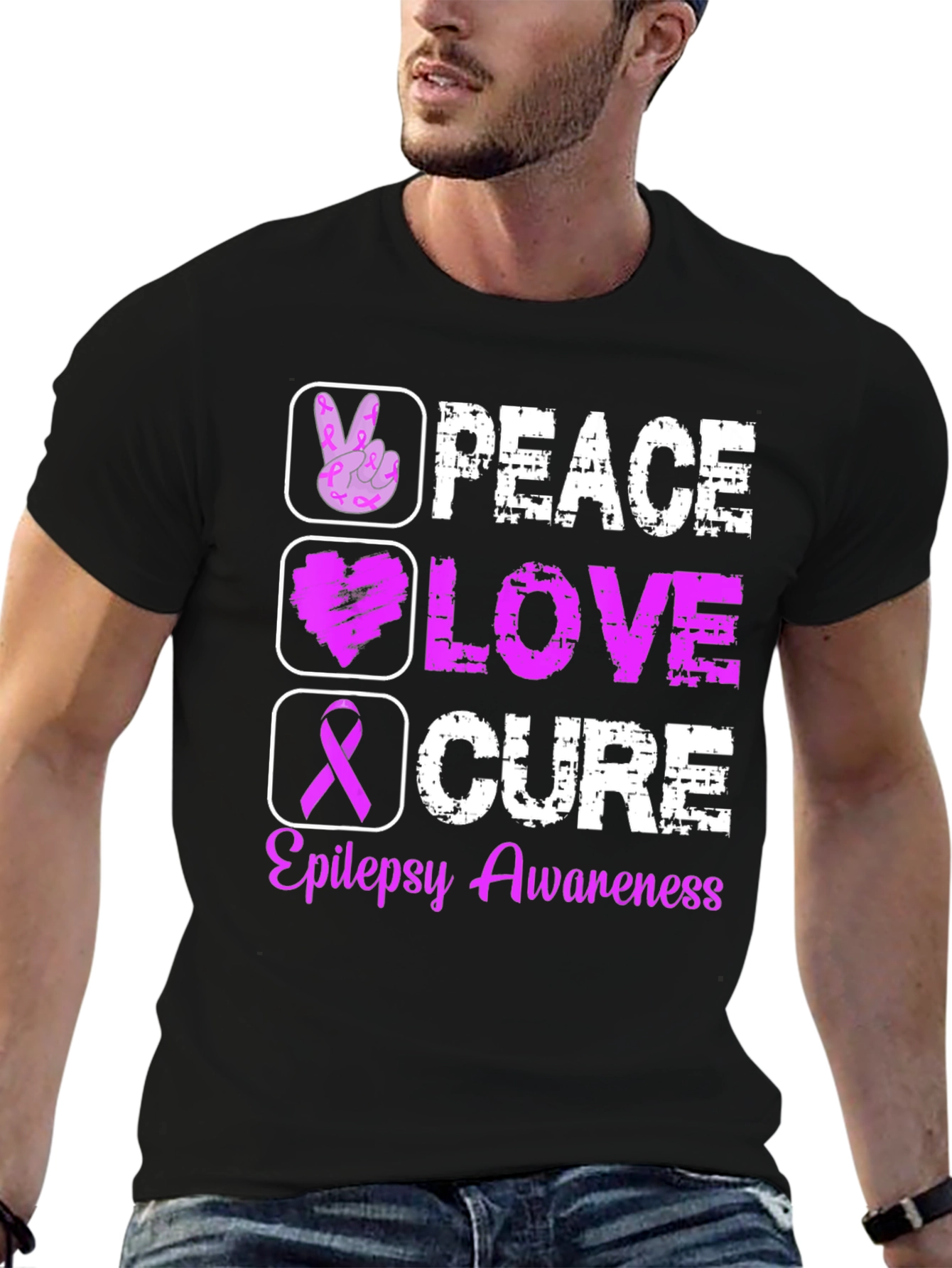 Peace Love Cure Epilepsy Awareness T-Shirt