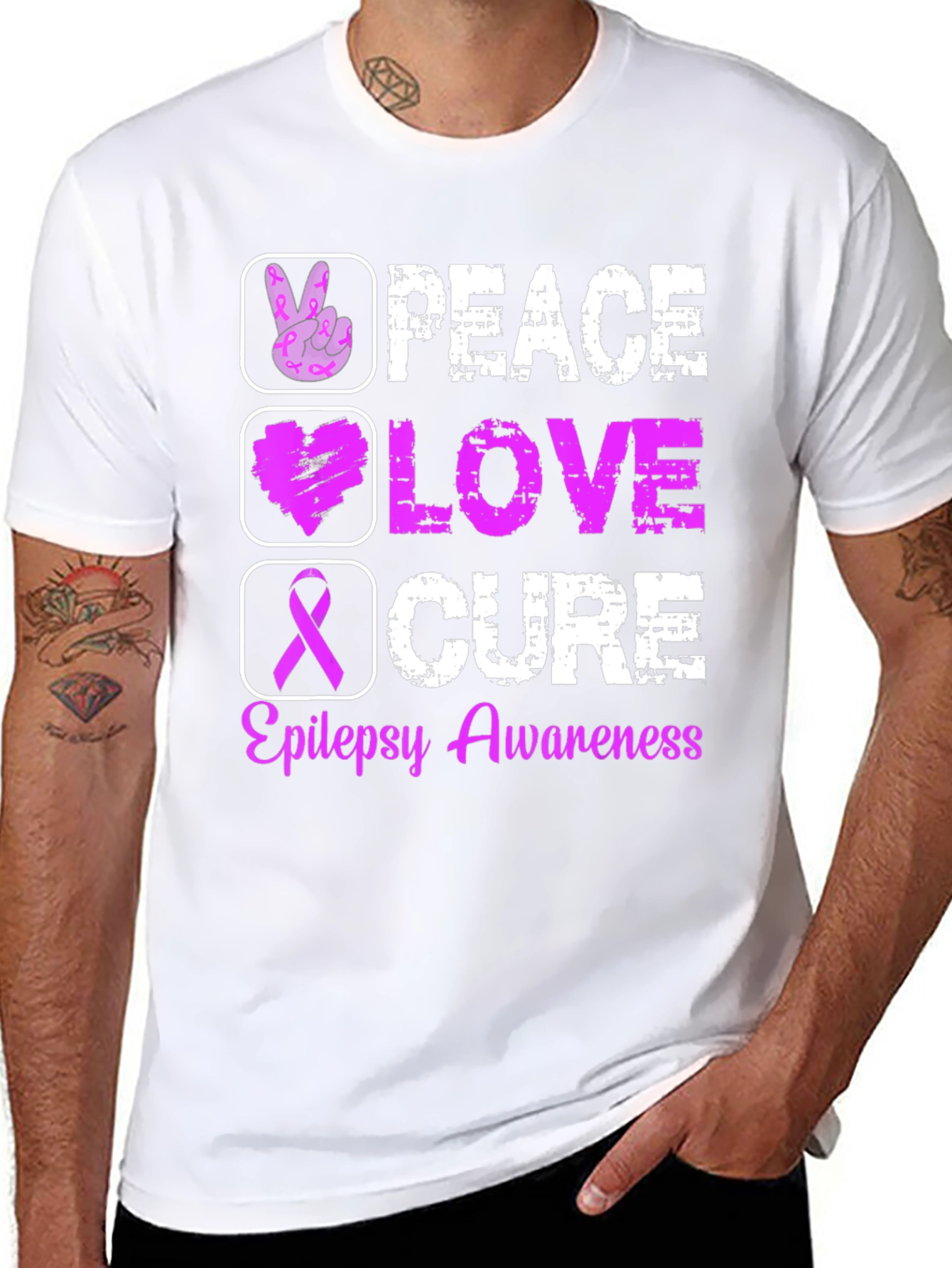 Peace Love Cure Epilepsy Awareness T-Shirt