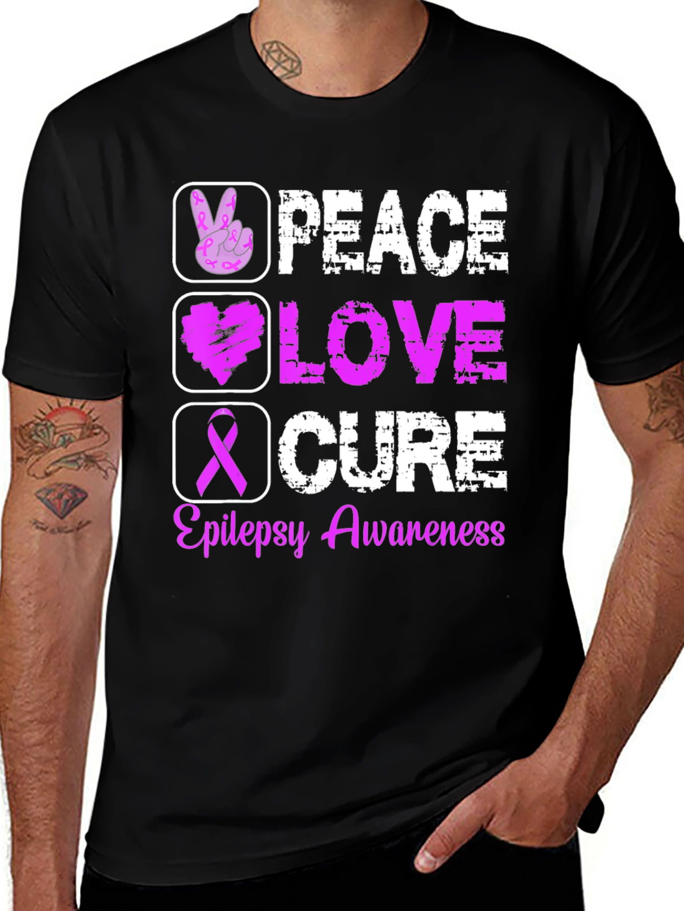 Peace Love Cure Epilepsy Awareness T-Shirt