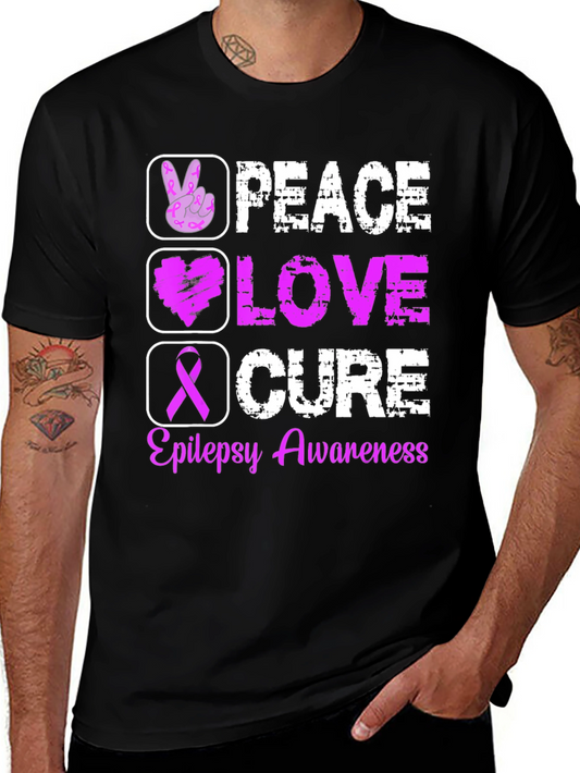Peace Love Cure Epilepsy Awareness T-Shirt