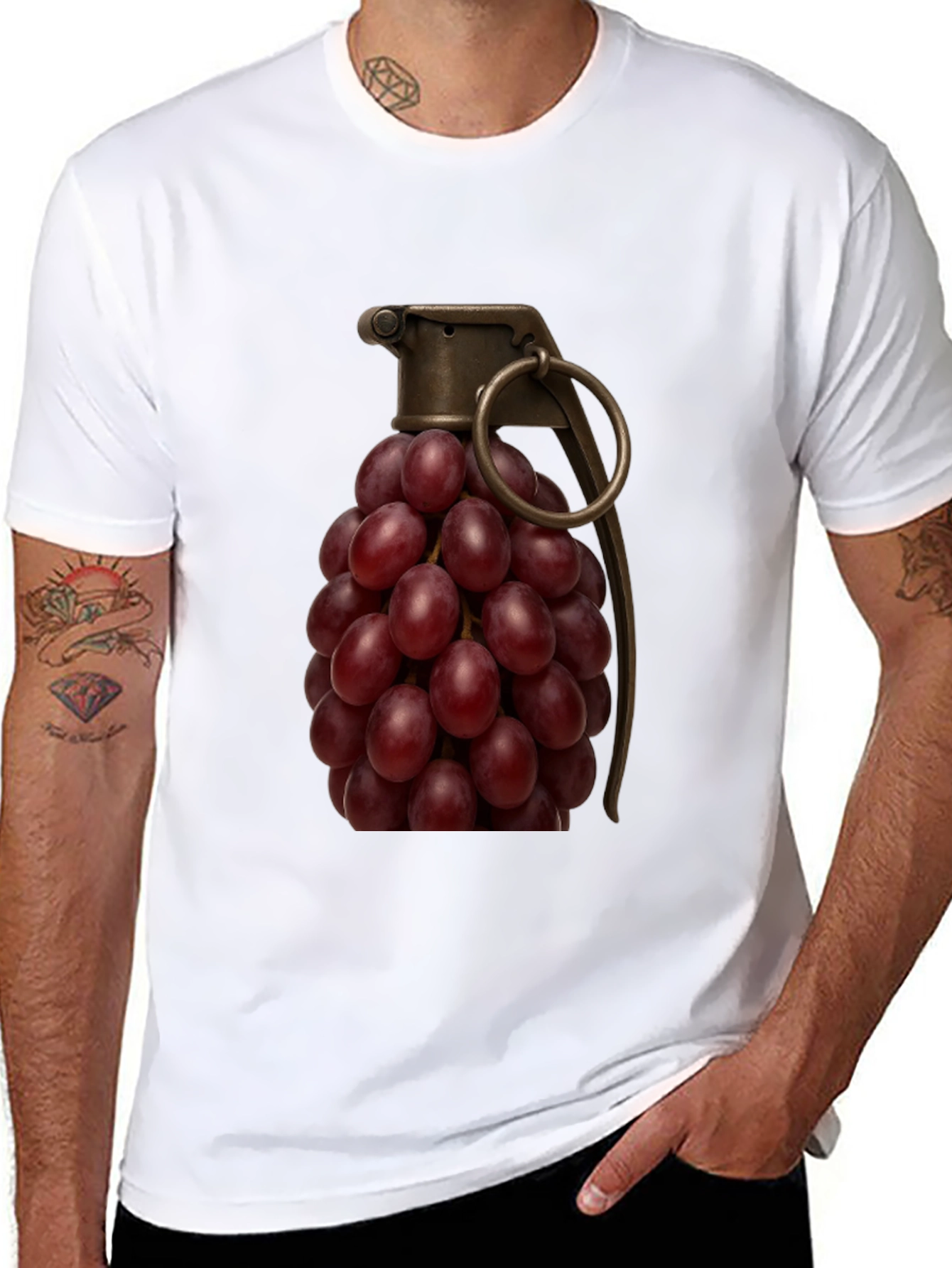 Grape Grenade T-Shirt - Funny Fruit Pun Tee