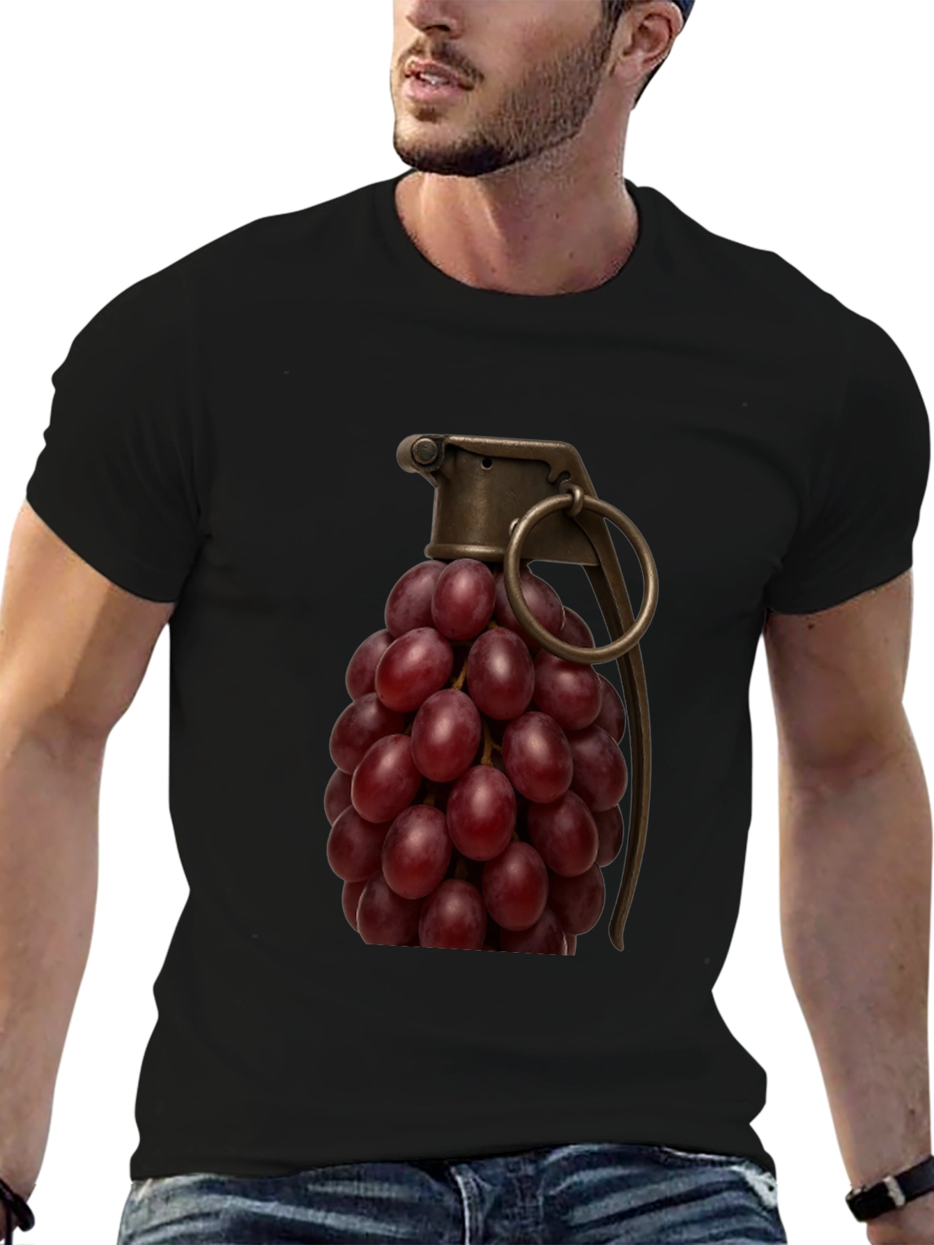 Grape Grenade T-Shirt - Funny Fruit Pun Tee