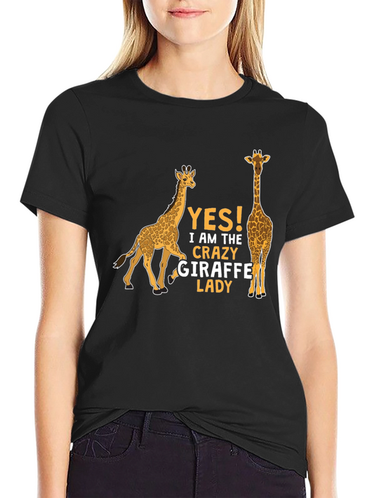Crazy Giraffe Lady T-Shirt - Novelty Graphic Tee