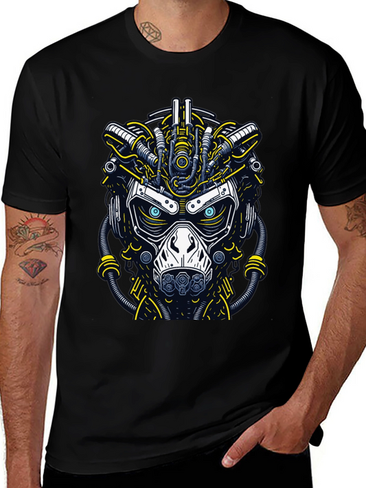 Cyberpunk Graphic T-Shirt: Futuristic Mask Design