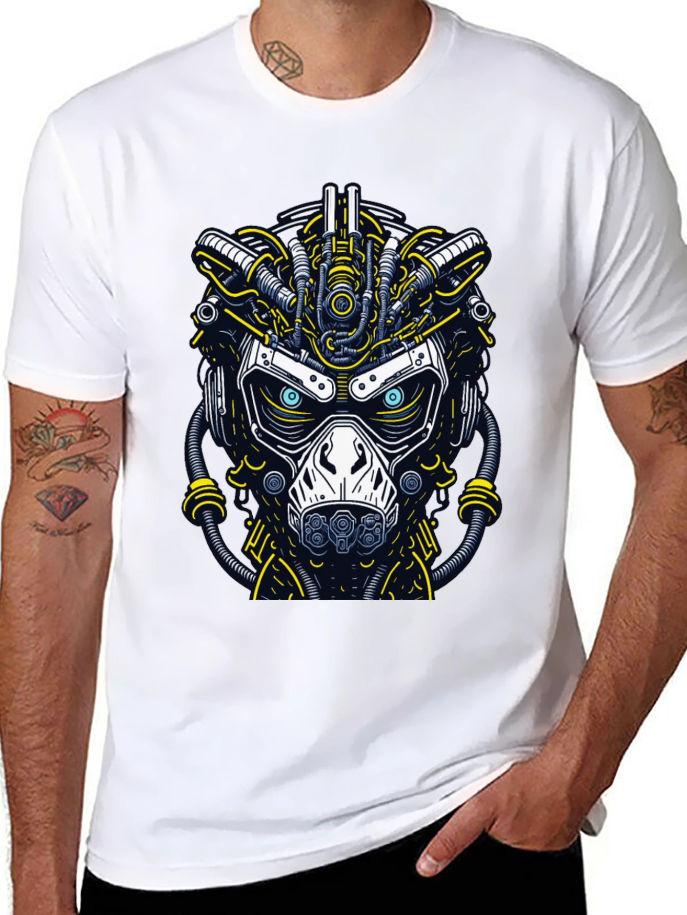 Cyberpunk Graphic T-Shirt: Futuristic Mask Design
