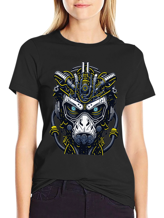 Cyberpunk Graphic T-Shirt: Futuristic Mask Design