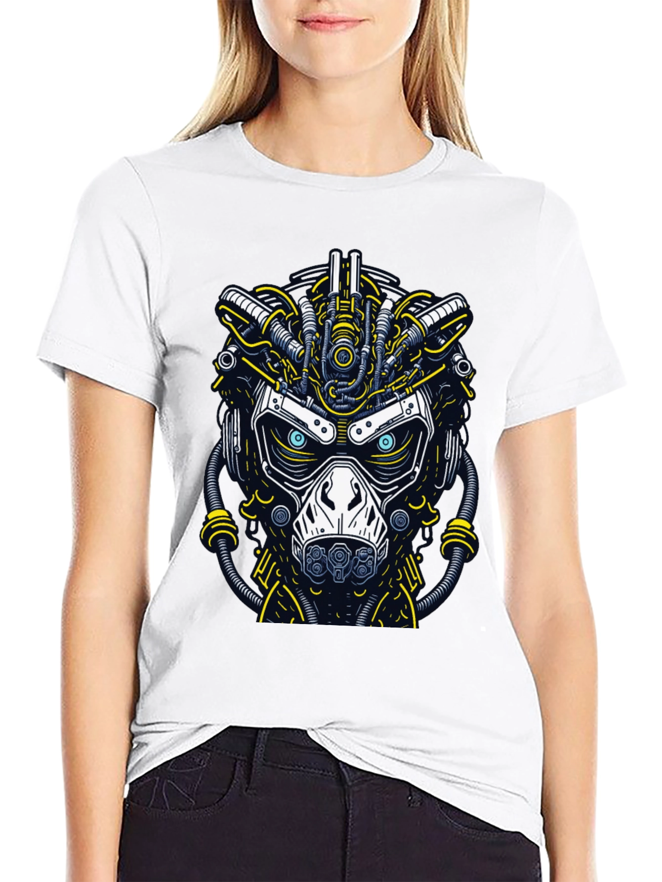 Cyberpunk Graphic T-Shirt: Futuristic Mask Design