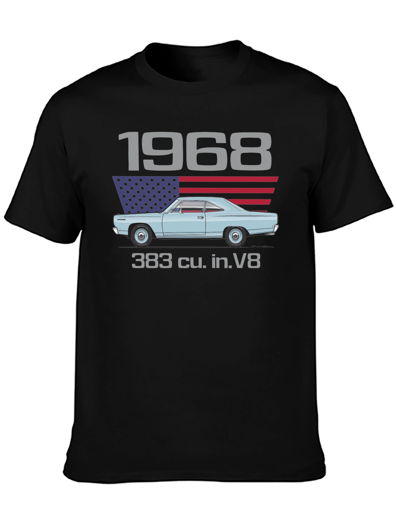 1968 Car & American Flag Graphic Tee
