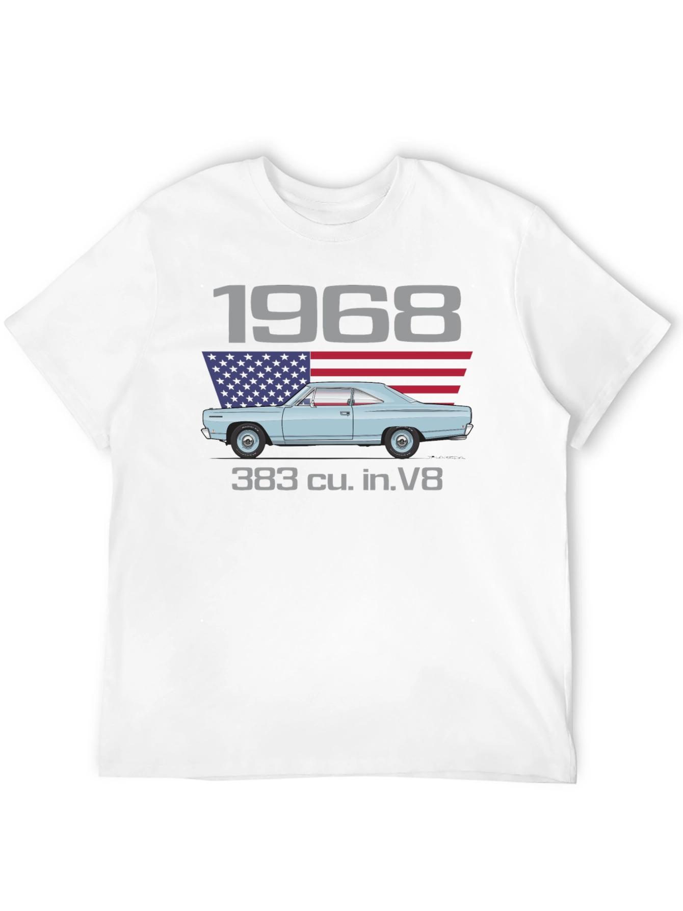 1968 Car & American Flag Graphic Tee