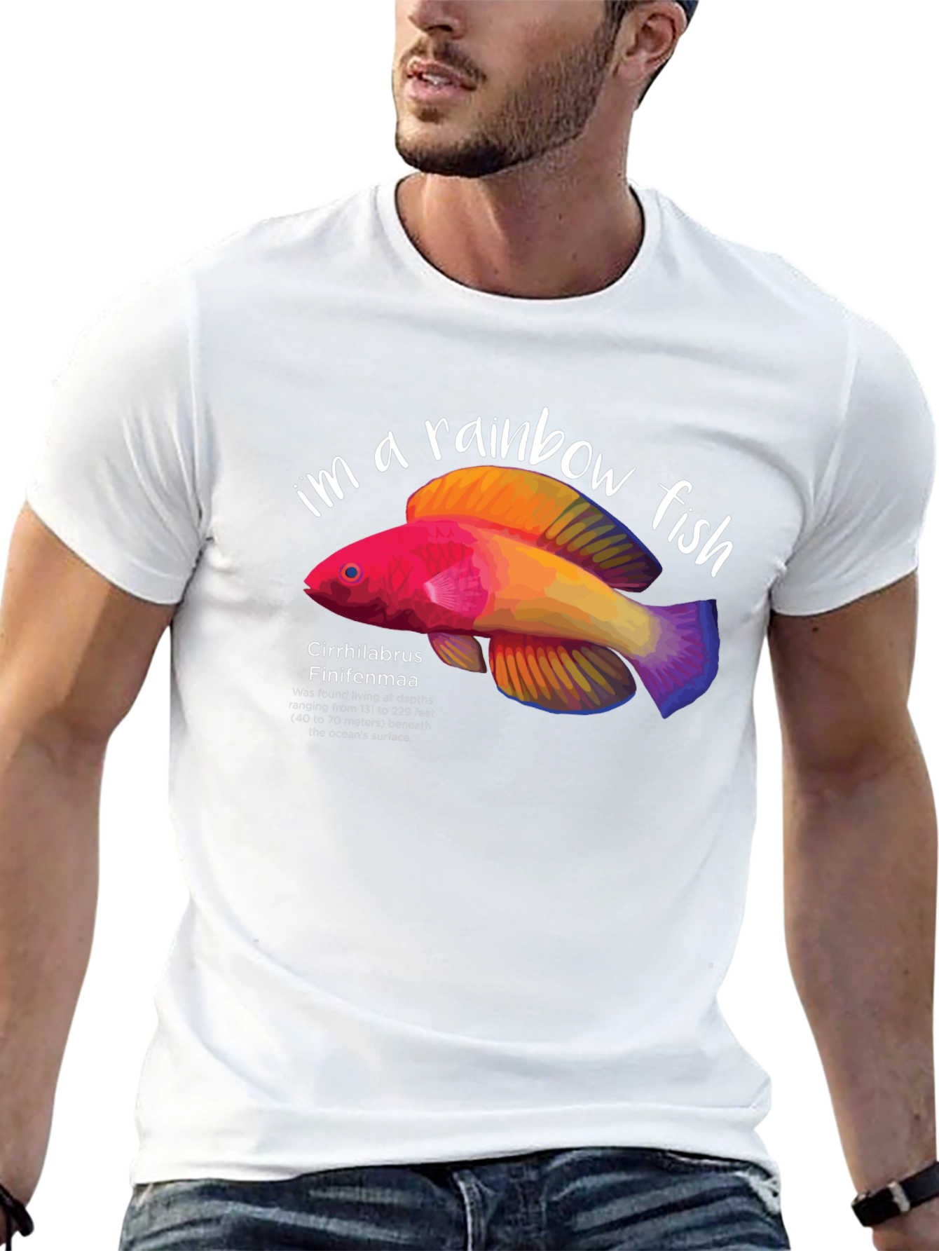 Rainbow Fish Graphic T-Shirt - Marine Life Tee