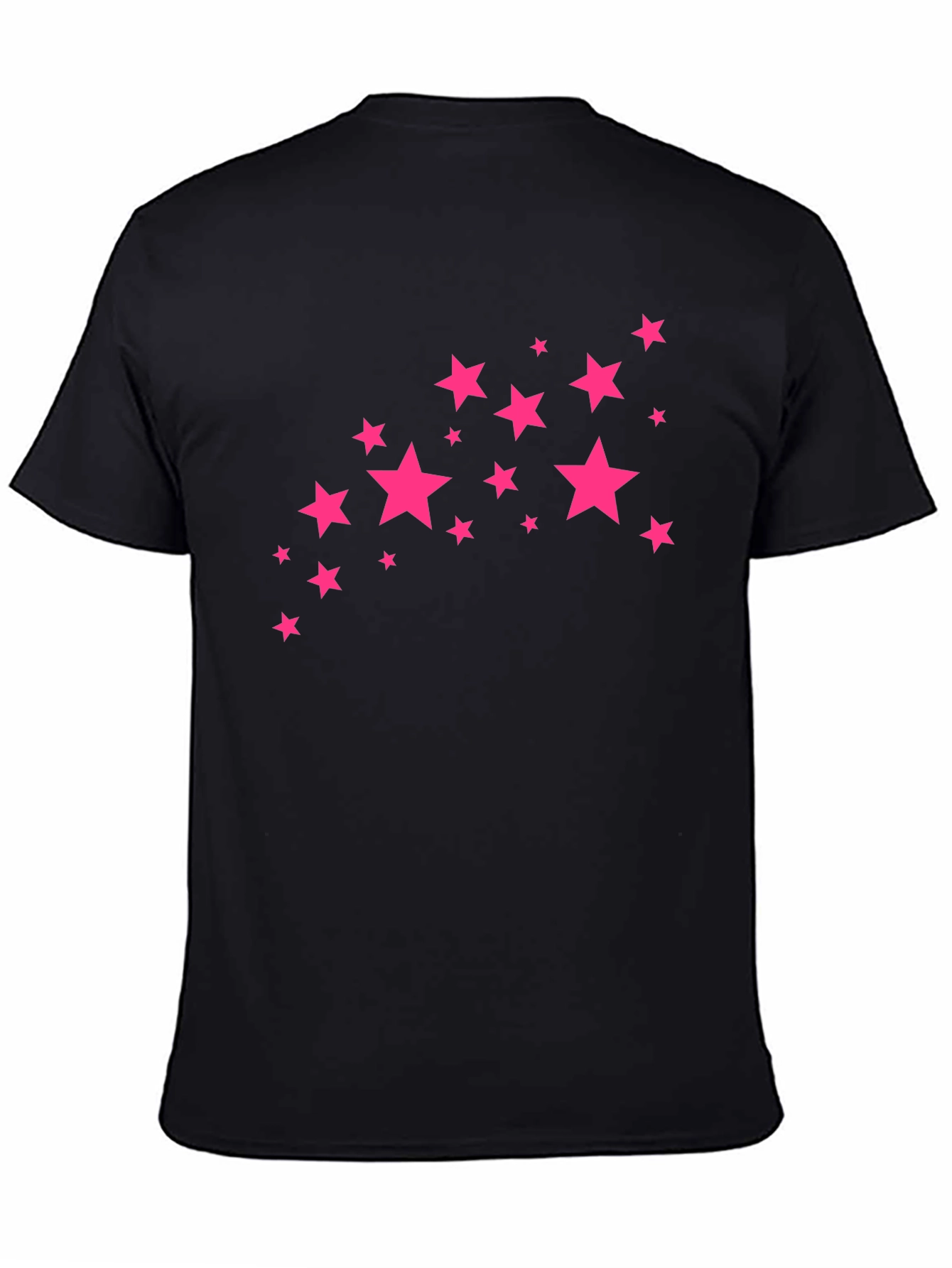 Stylish Black Tee with Pink Star Design