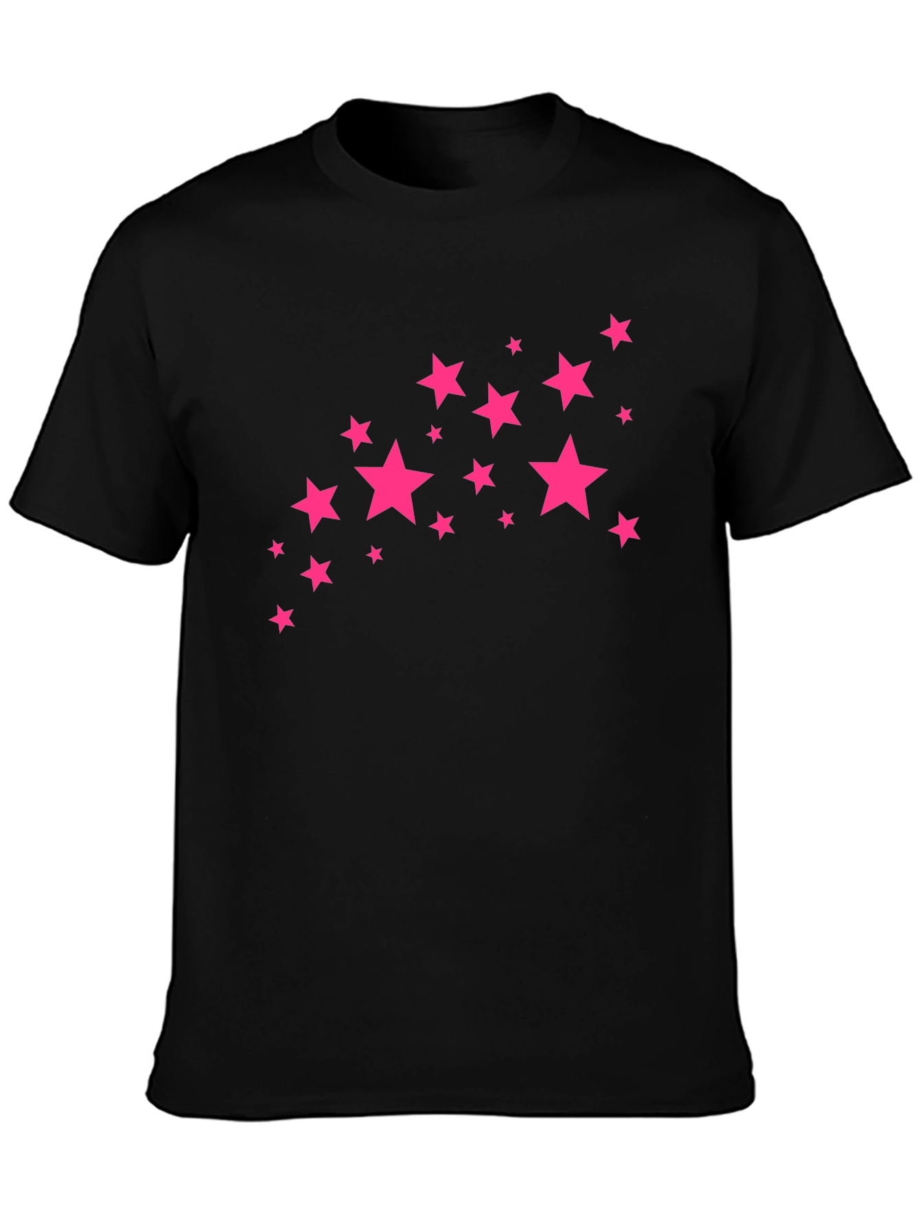 Stylish Black Tee with Pink Star Design