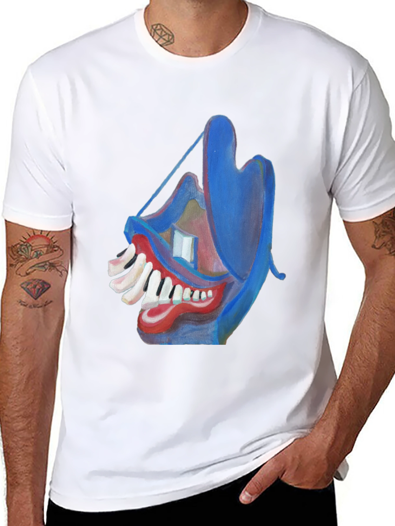 Abstract Face Graphic Tee - Unique Art Design