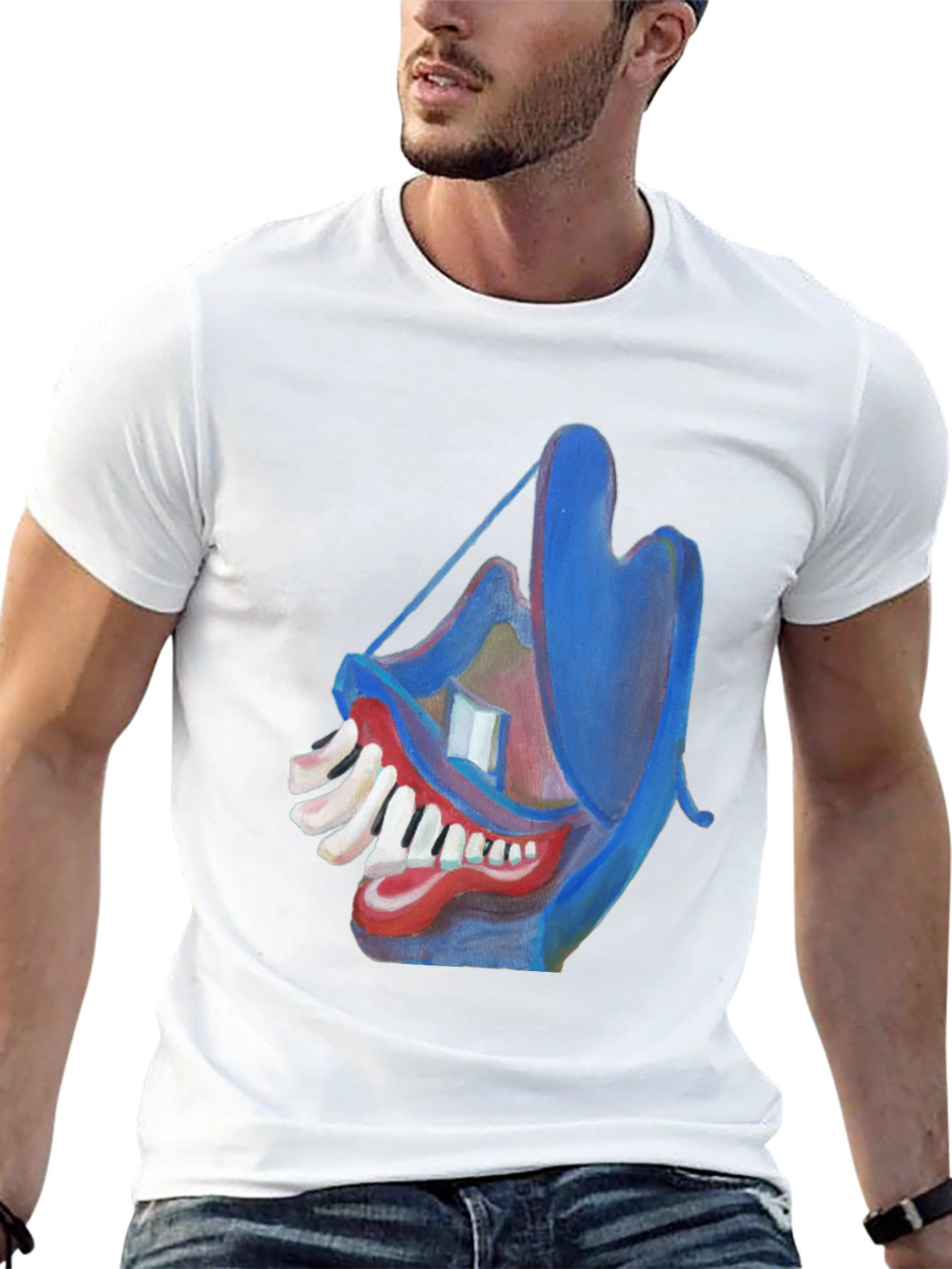 Abstract Face Graphic Tee - Unique Art Design