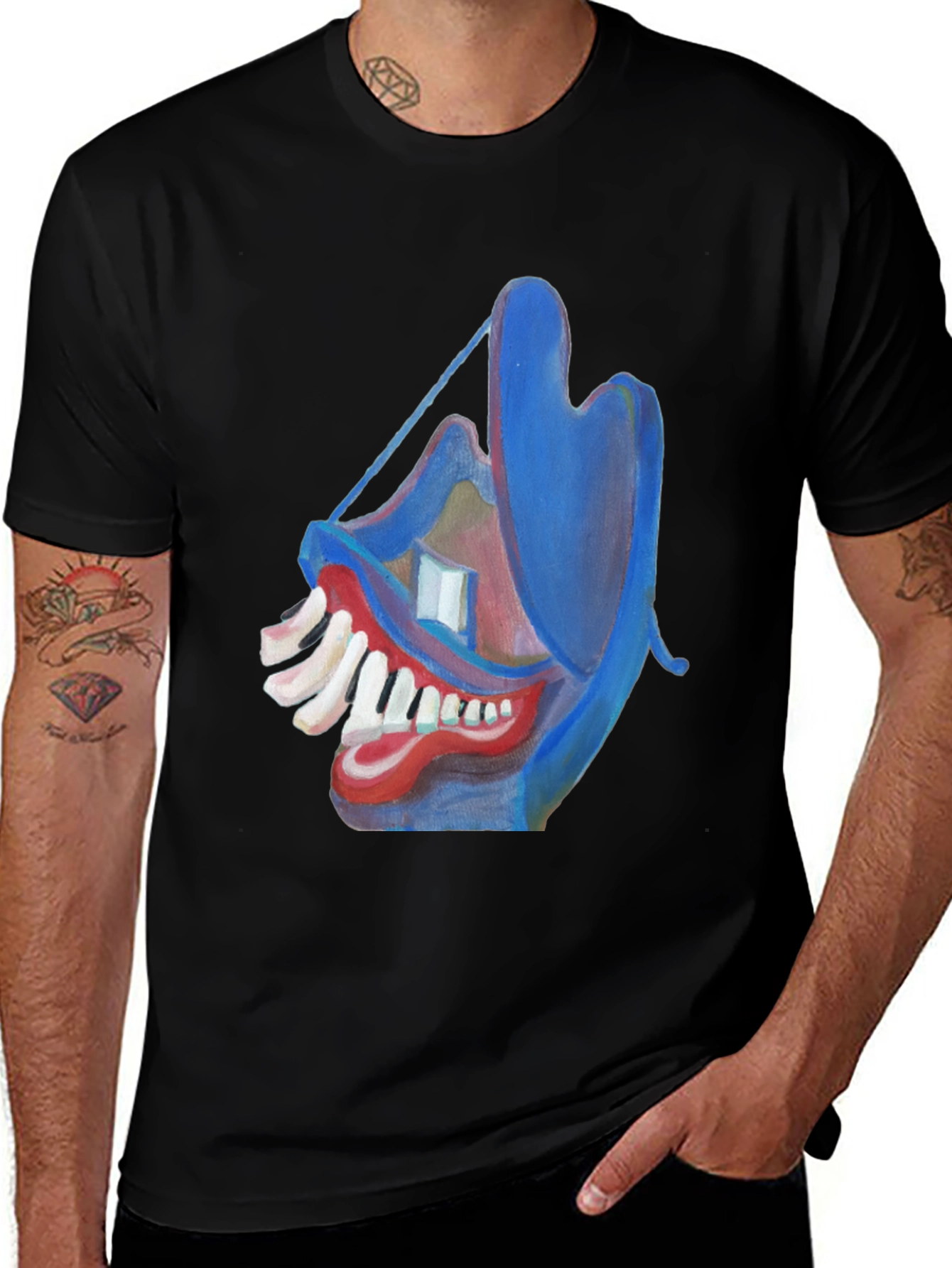 Abstract Face Graphic Tee - Unique Art Design