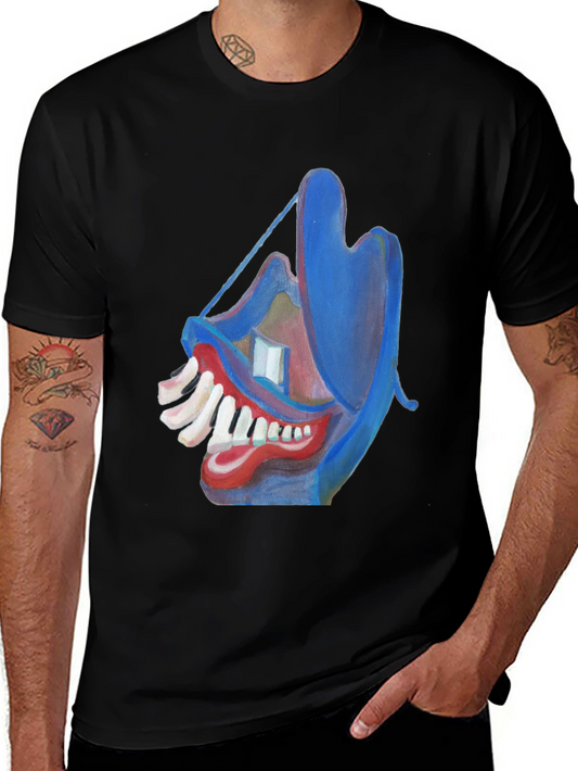 Abstract Face Graphic Tee - Unique Art Design