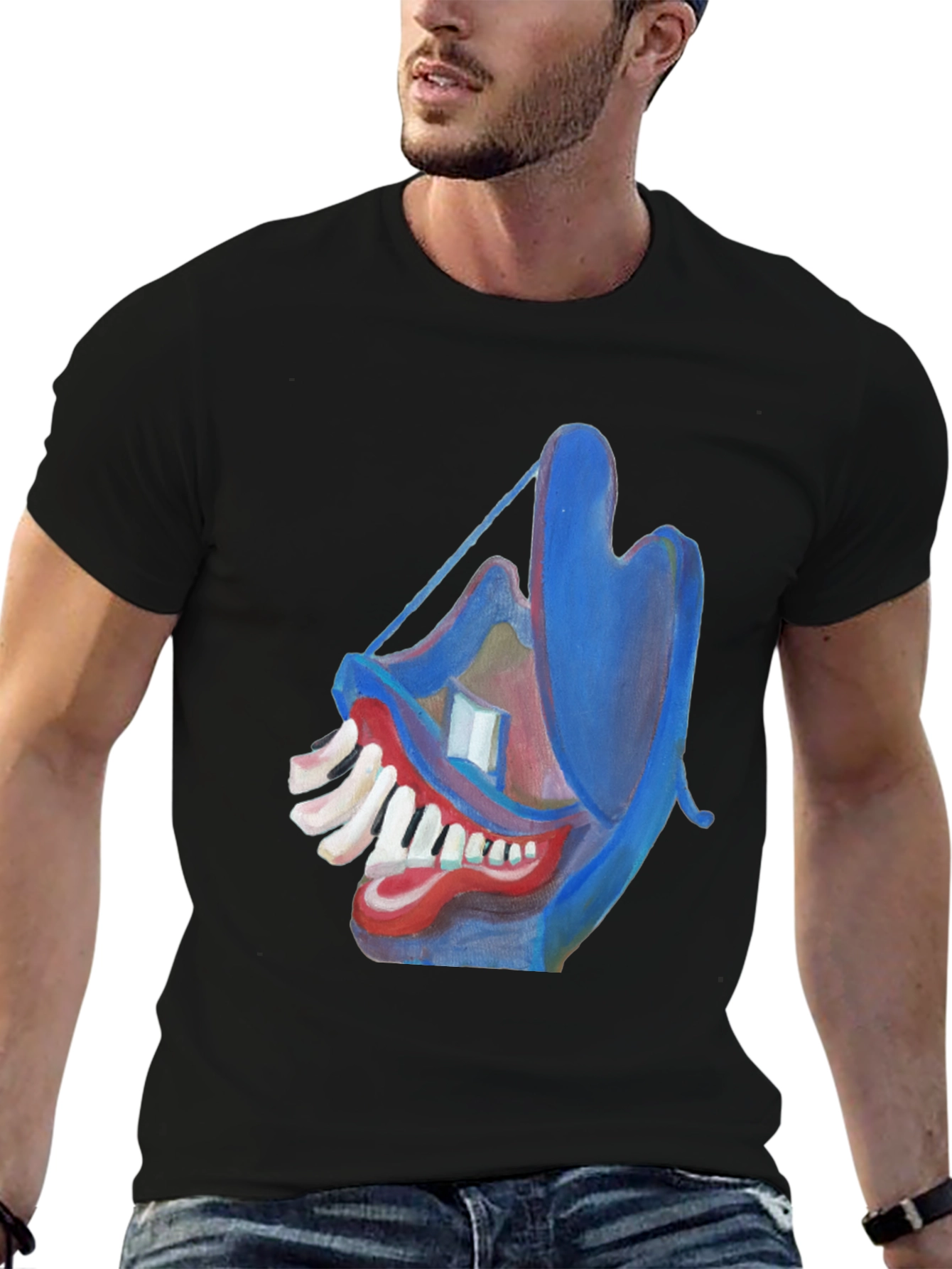 Abstract Face Graphic Tee - Unique Art Design