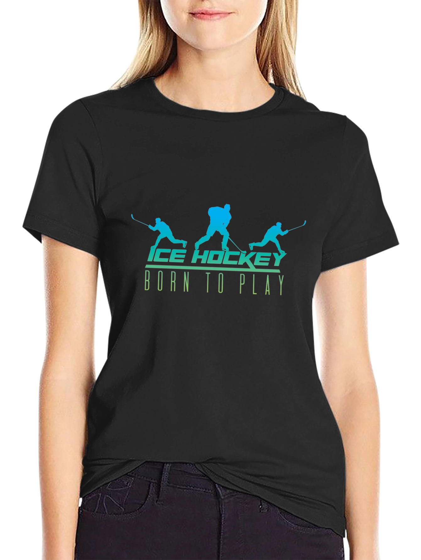 Ice Hockey Born to Play Black T-Shirt