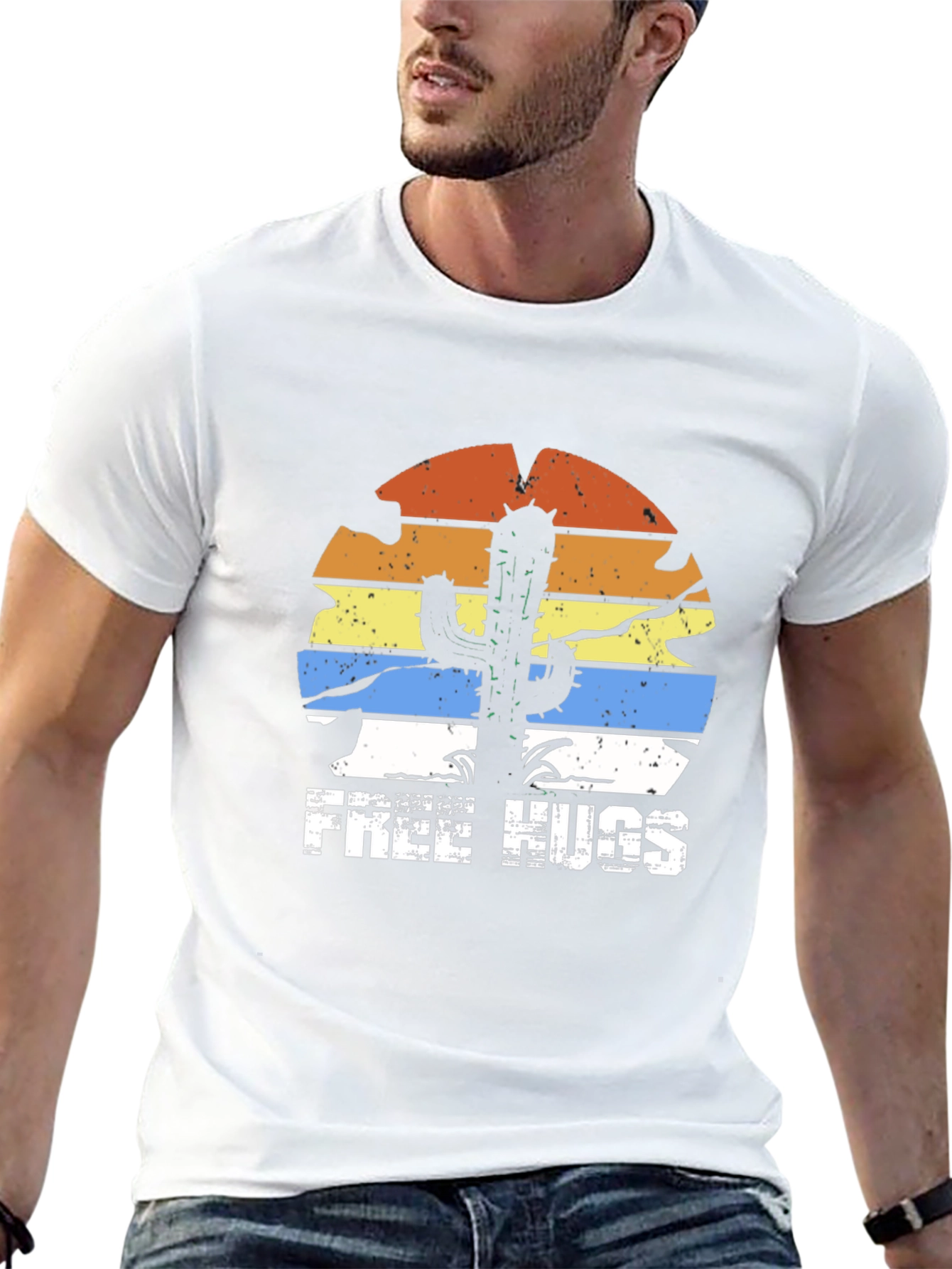 Free Hugs Cactus Graphic Tee - Black T-Shirt