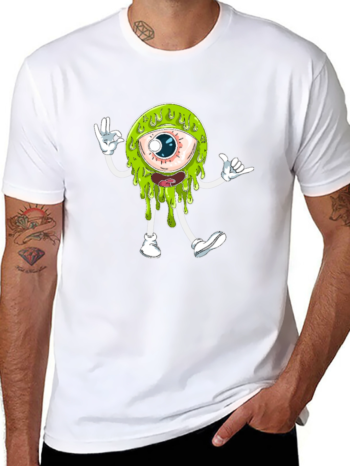 Monster Eye Graphic Tee - Black Cotton T-Shirt