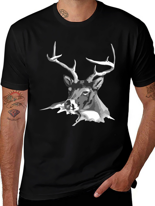 Black Deer Graphic Tee - Mens Casual T-Shirt