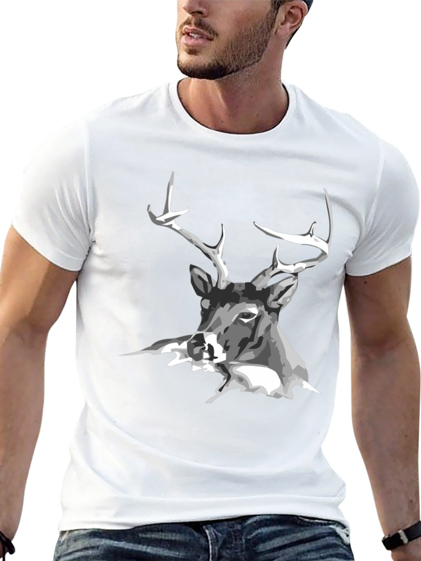 Black Deer Graphic Tee - Mens Casual T-Shirt