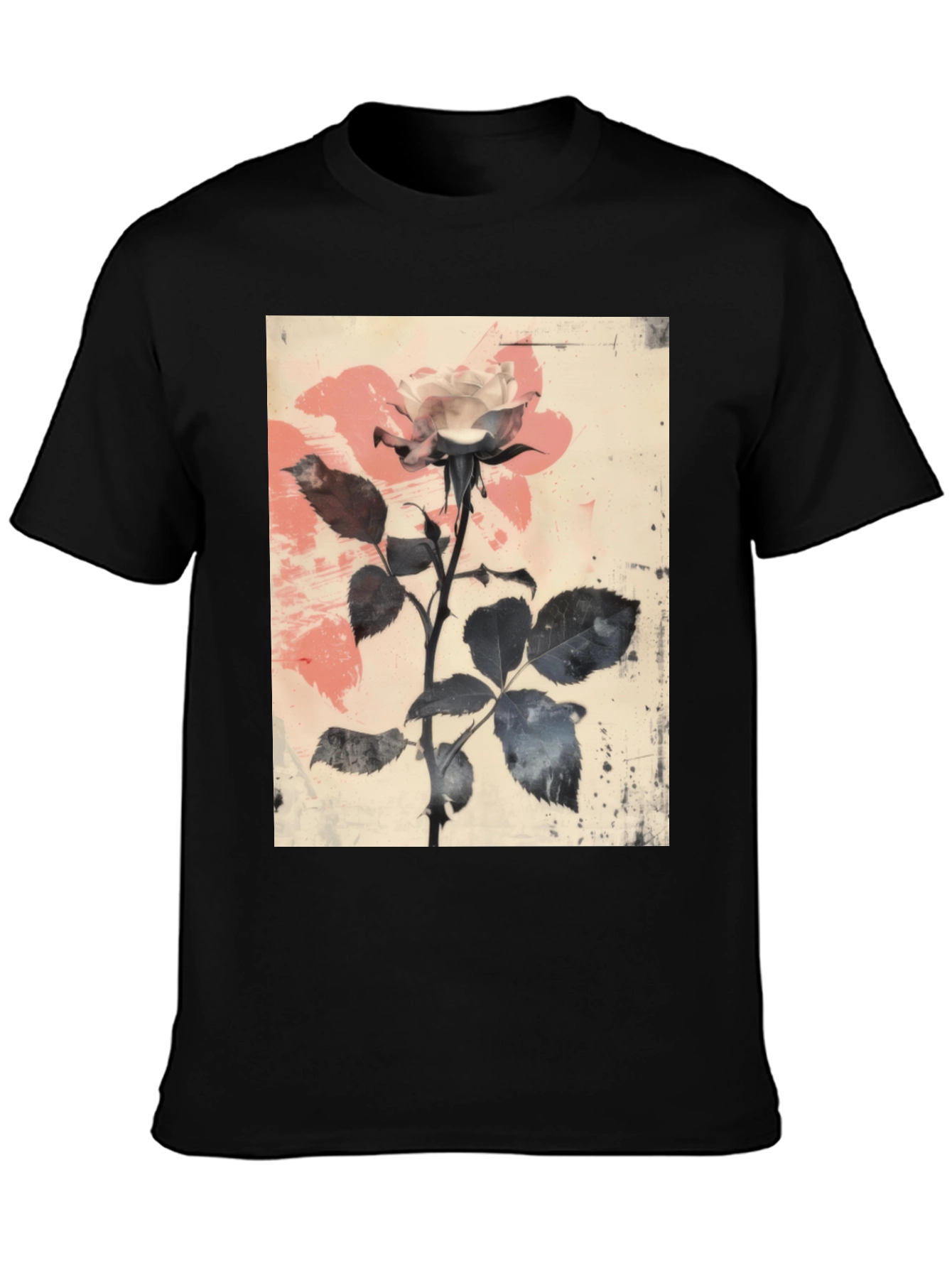 Floral Rose Graphic Tee - Black