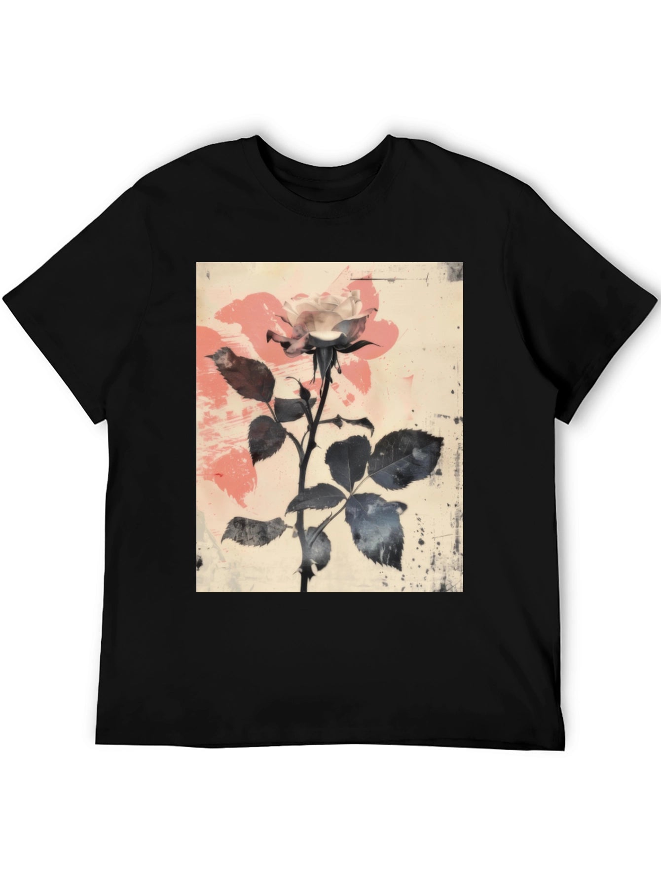 Floral Rose Graphic Tee - Black