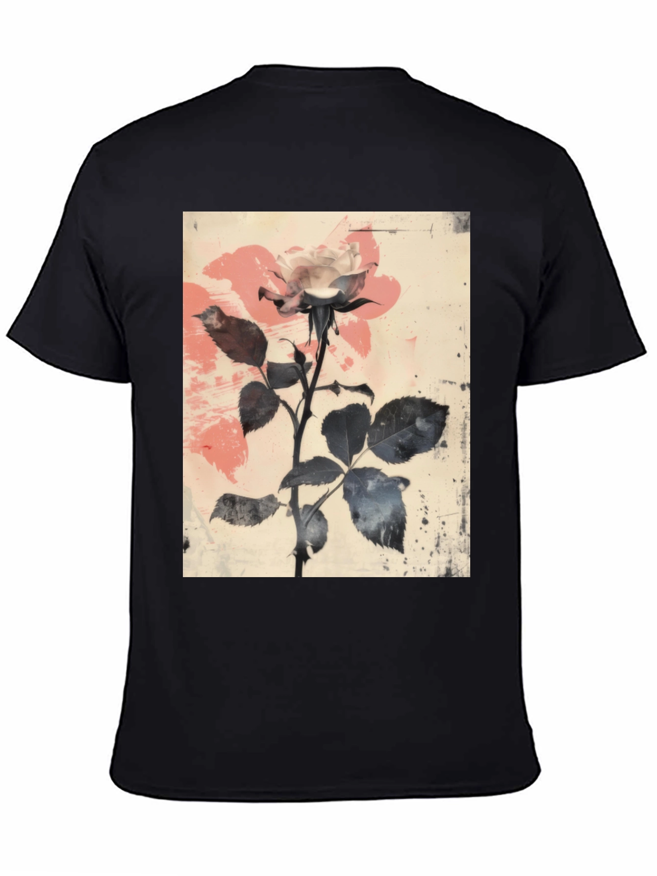 Floral Rose Graphic Tee - Black