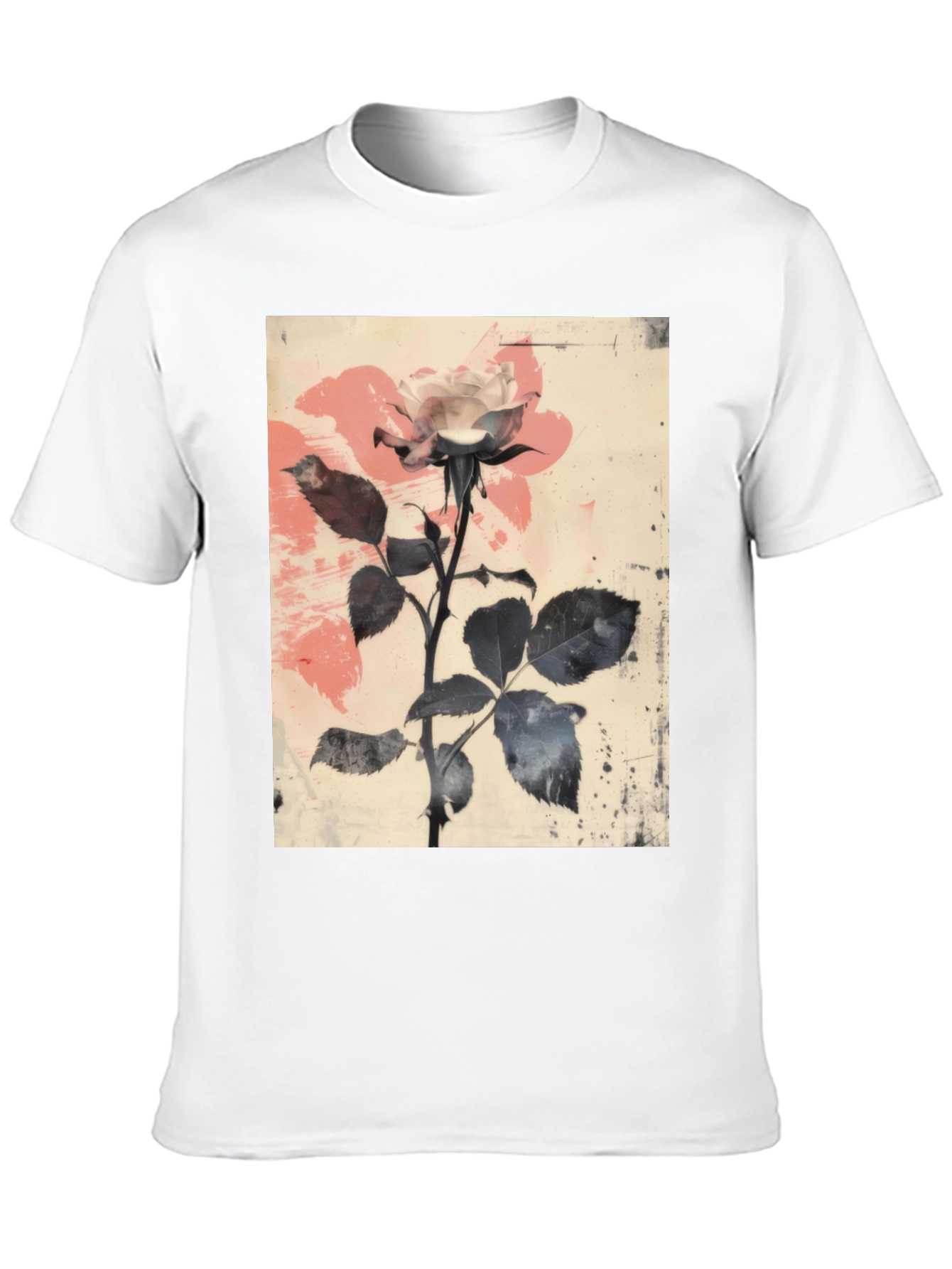 Floral Rose Graphic Tee - Black