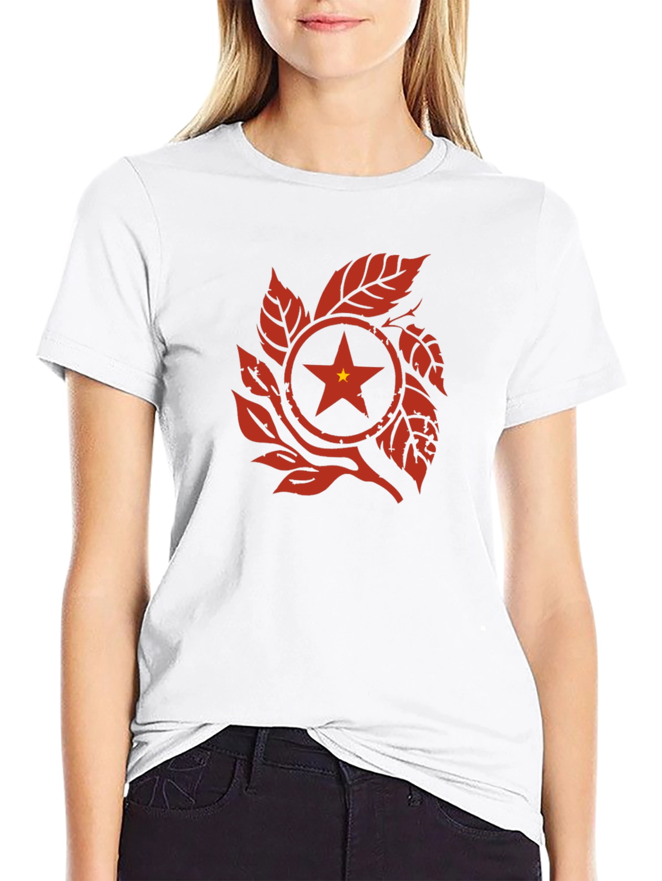 Vietnam Star Leaf Graphic T-Shirt - Black