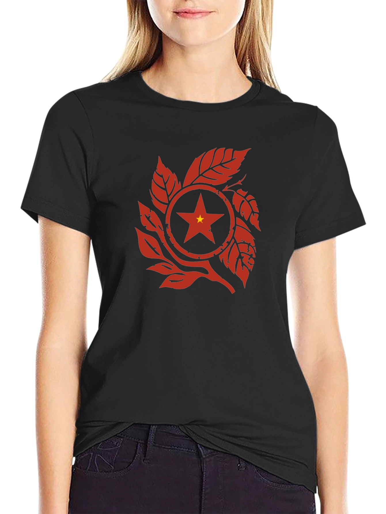 Vietnam Star Leaf Graphic T-Shirt - Black