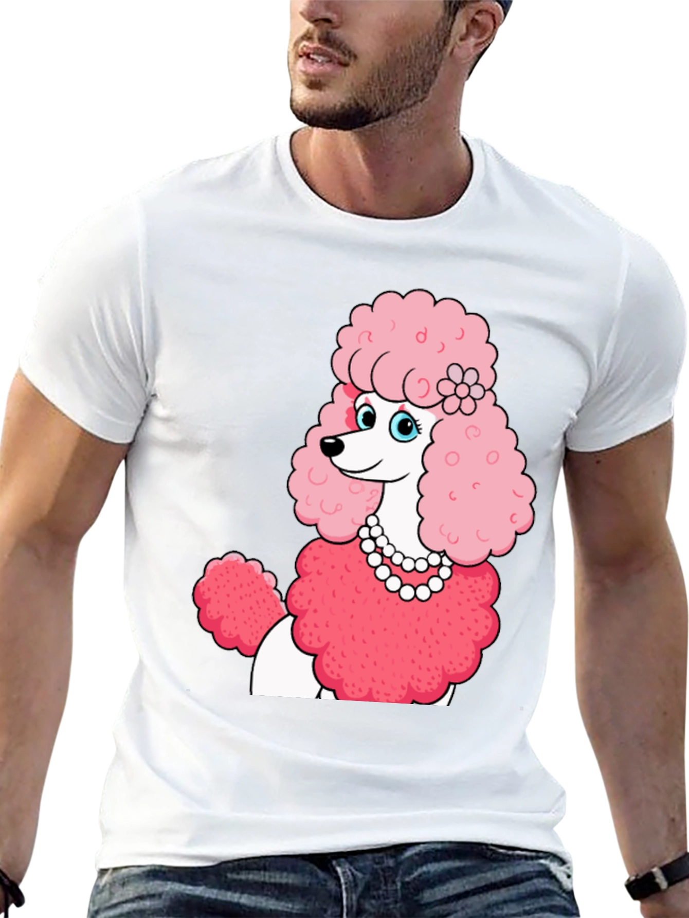 Poodle T-Shirt: Cartoon Pink Dog Tee