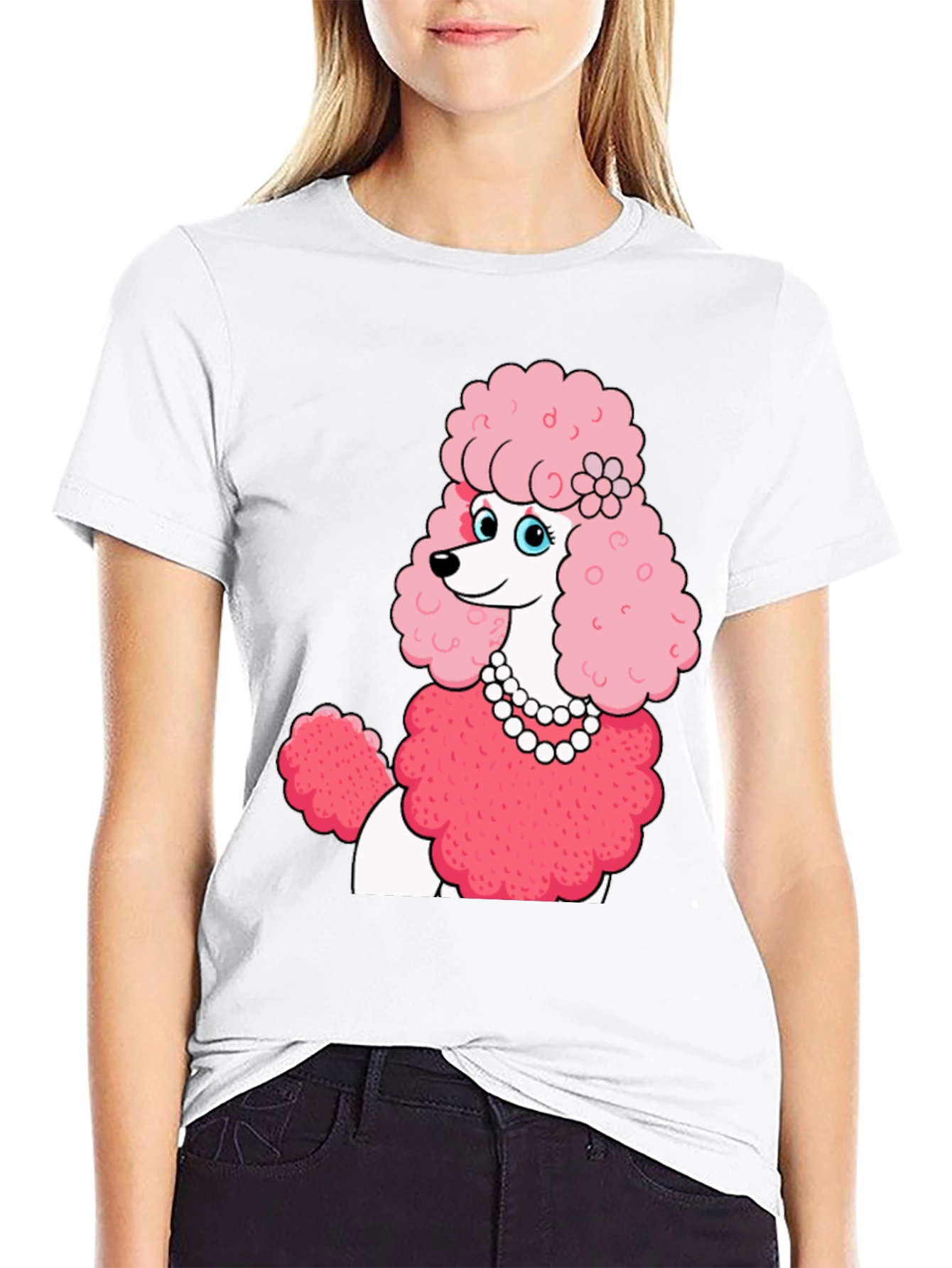 Poodle T-Shirt: Cartoon Pink Dog Tee