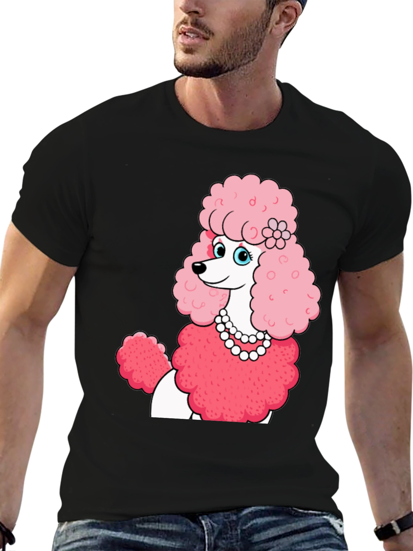 Poodle T-Shirt: Cartoon Pink Dog Tee