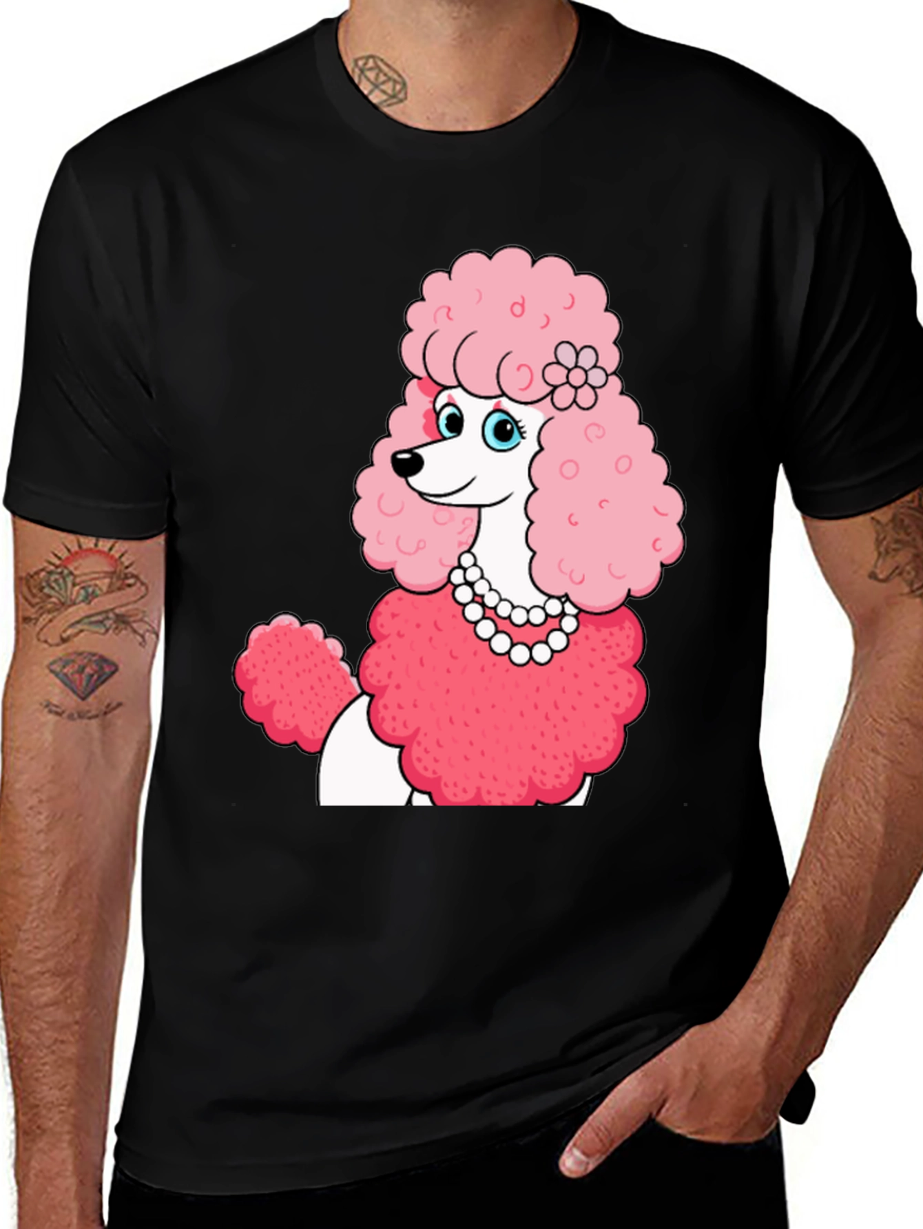 Poodle T-Shirt: Cartoon Pink Dog Tee
