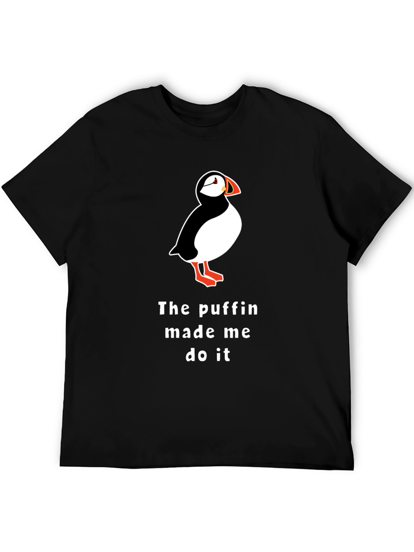 Puffin Made Me Do It Black T-Shirt