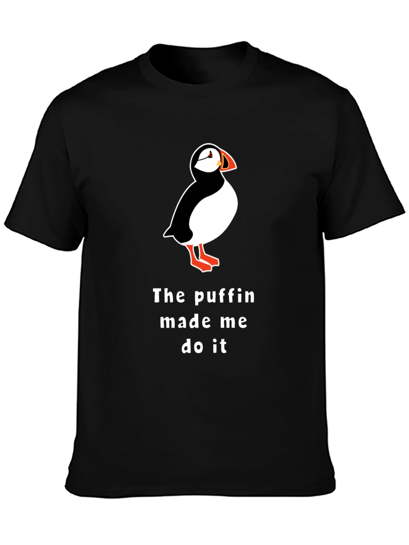 Puffin Made Me Do It Black T-Shirt