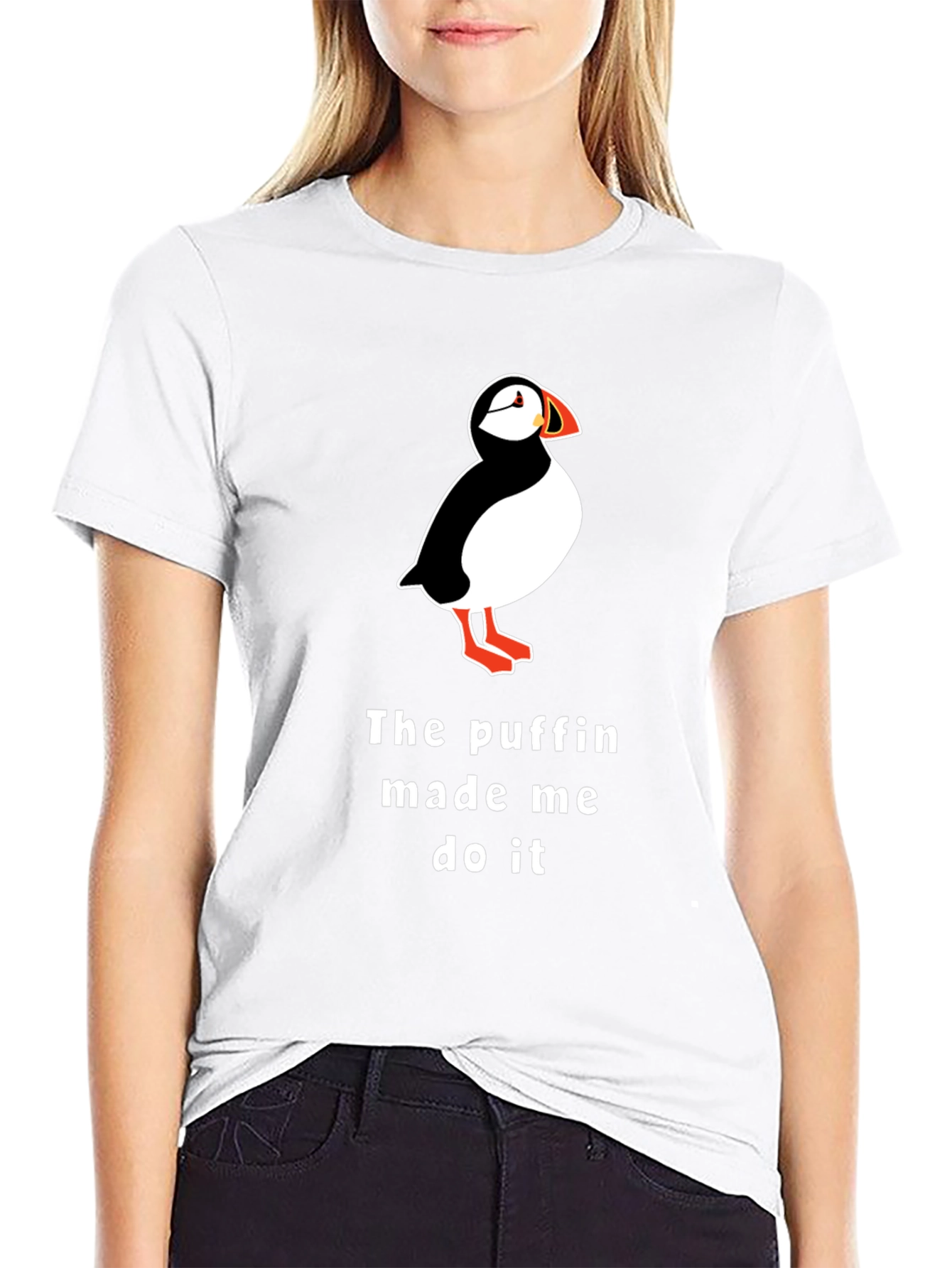 Puffin Made Me Do It Black T-Shirt