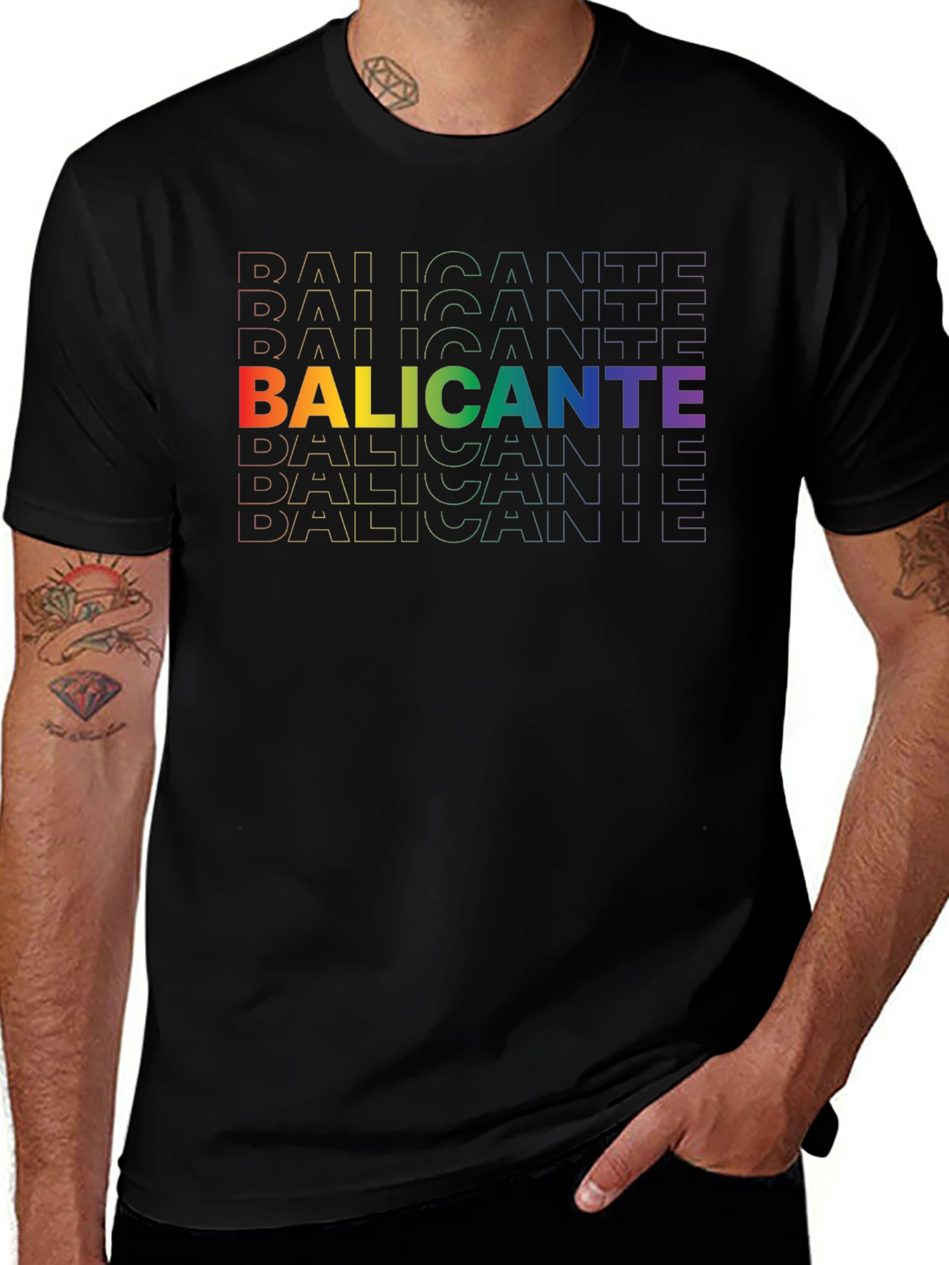 Rainbow Alicante Graphic Tee - Black Cotton Shirt