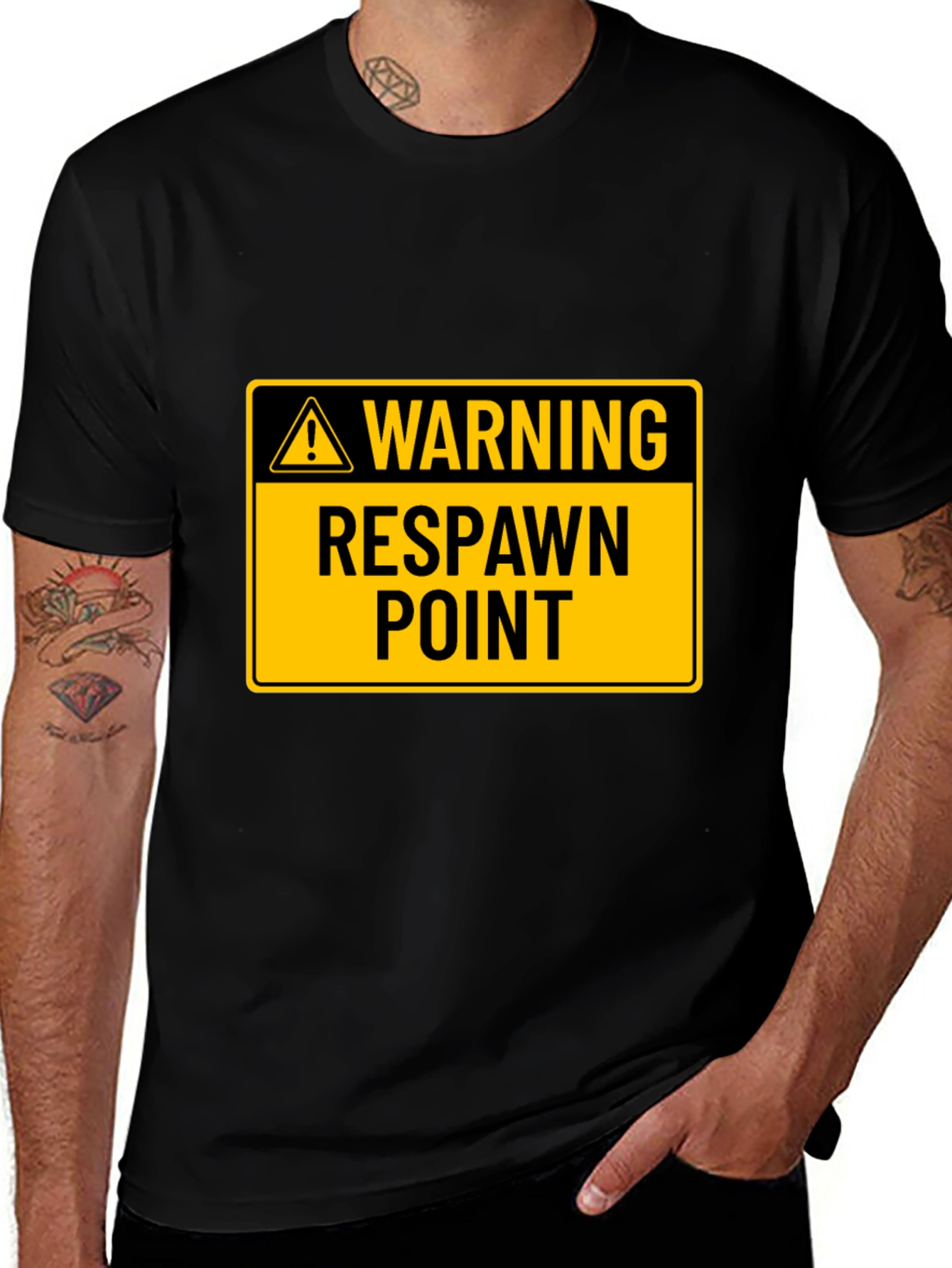 Warning Respawn Point Black T-Shirt