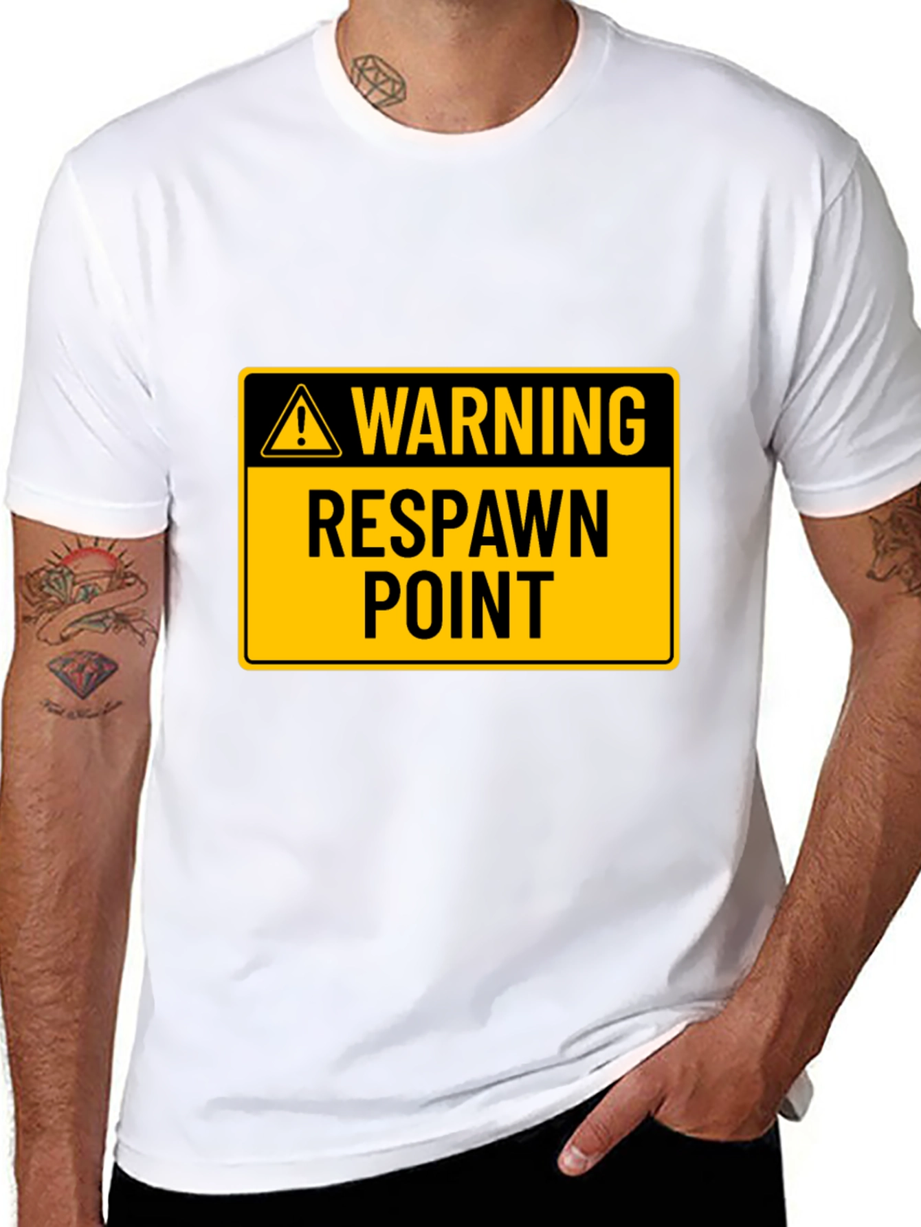 Warning Respawn Point Black T-Shirt