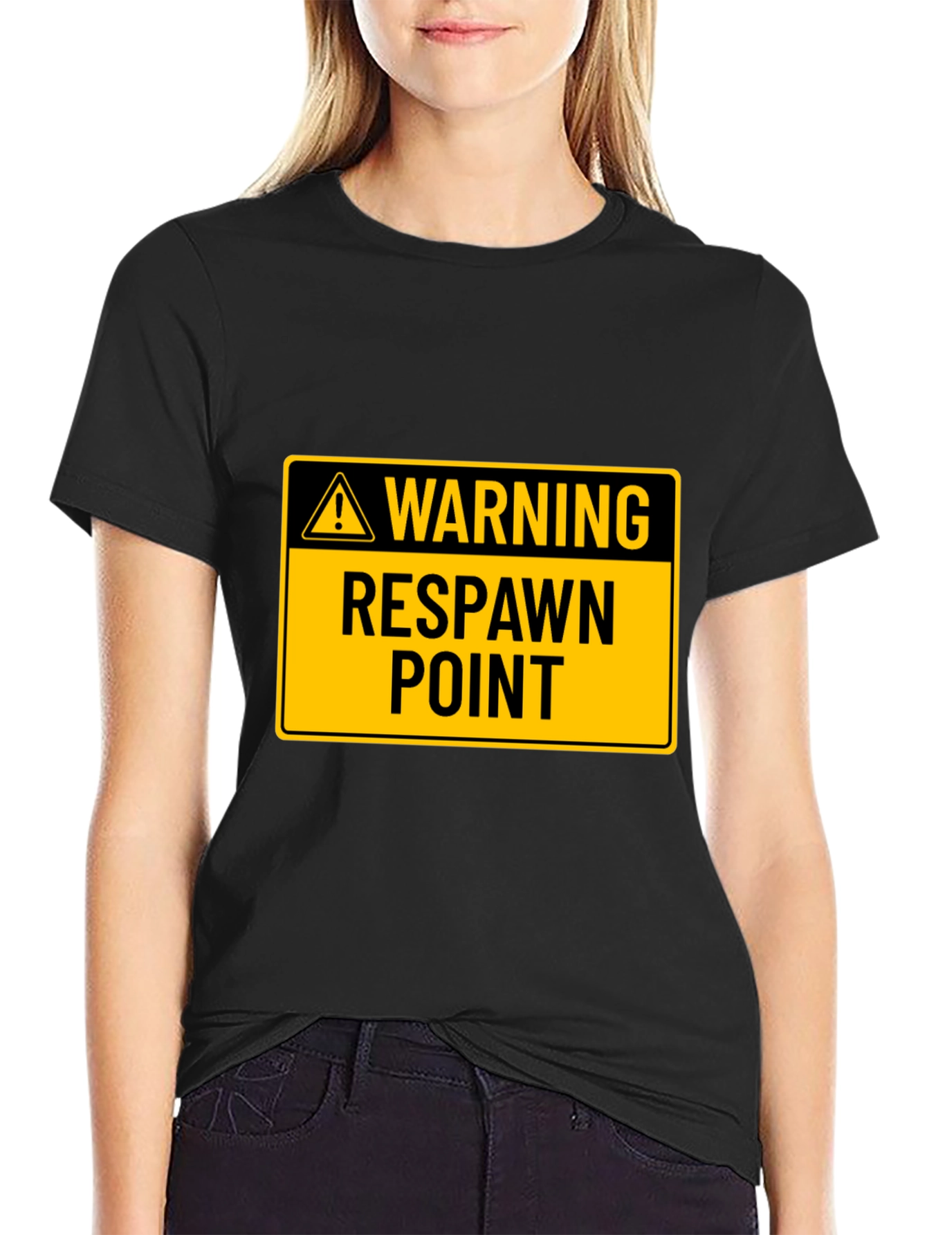 Warning Respawn Point Black T-Shirt