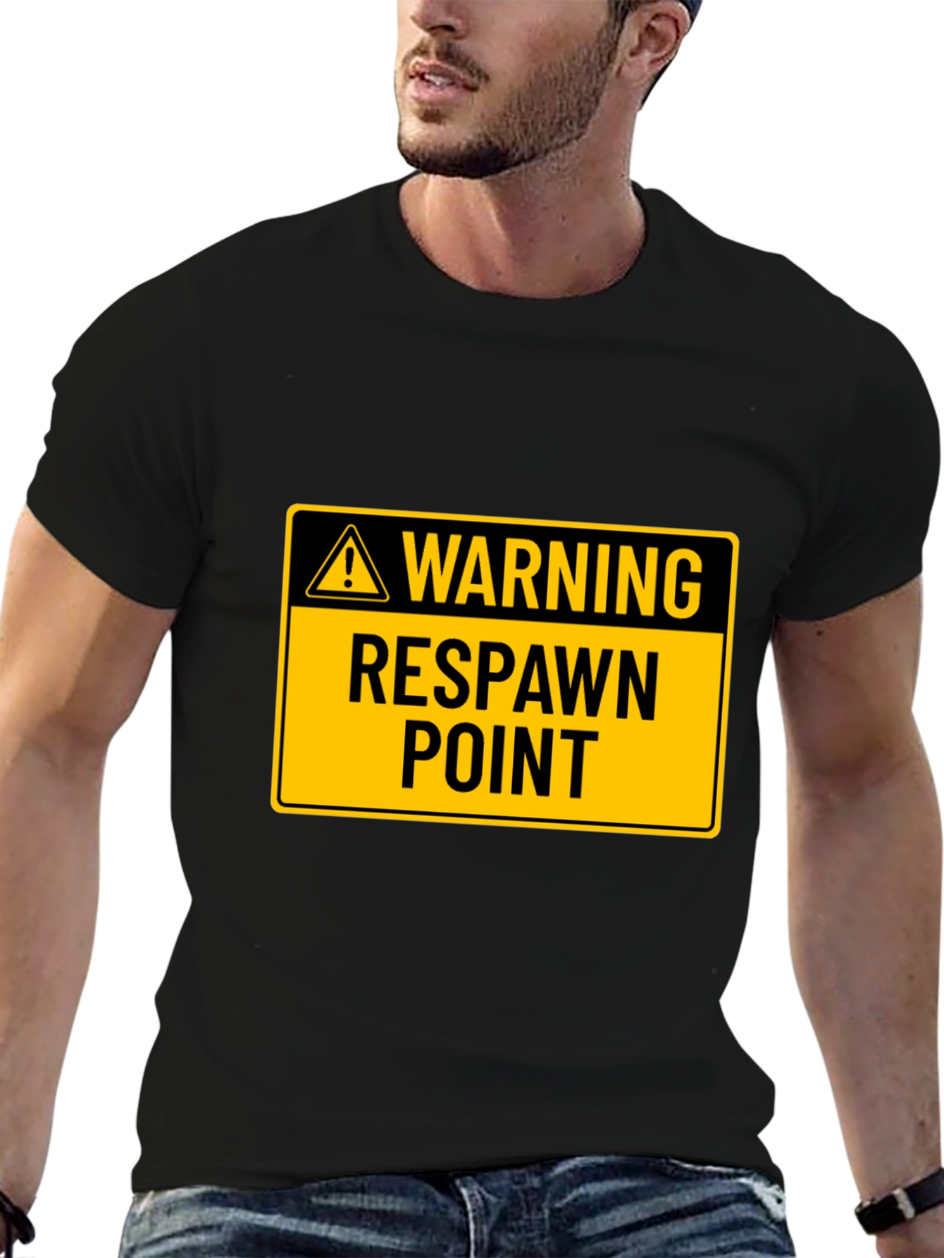 Warning Respawn Point Black T-Shirt