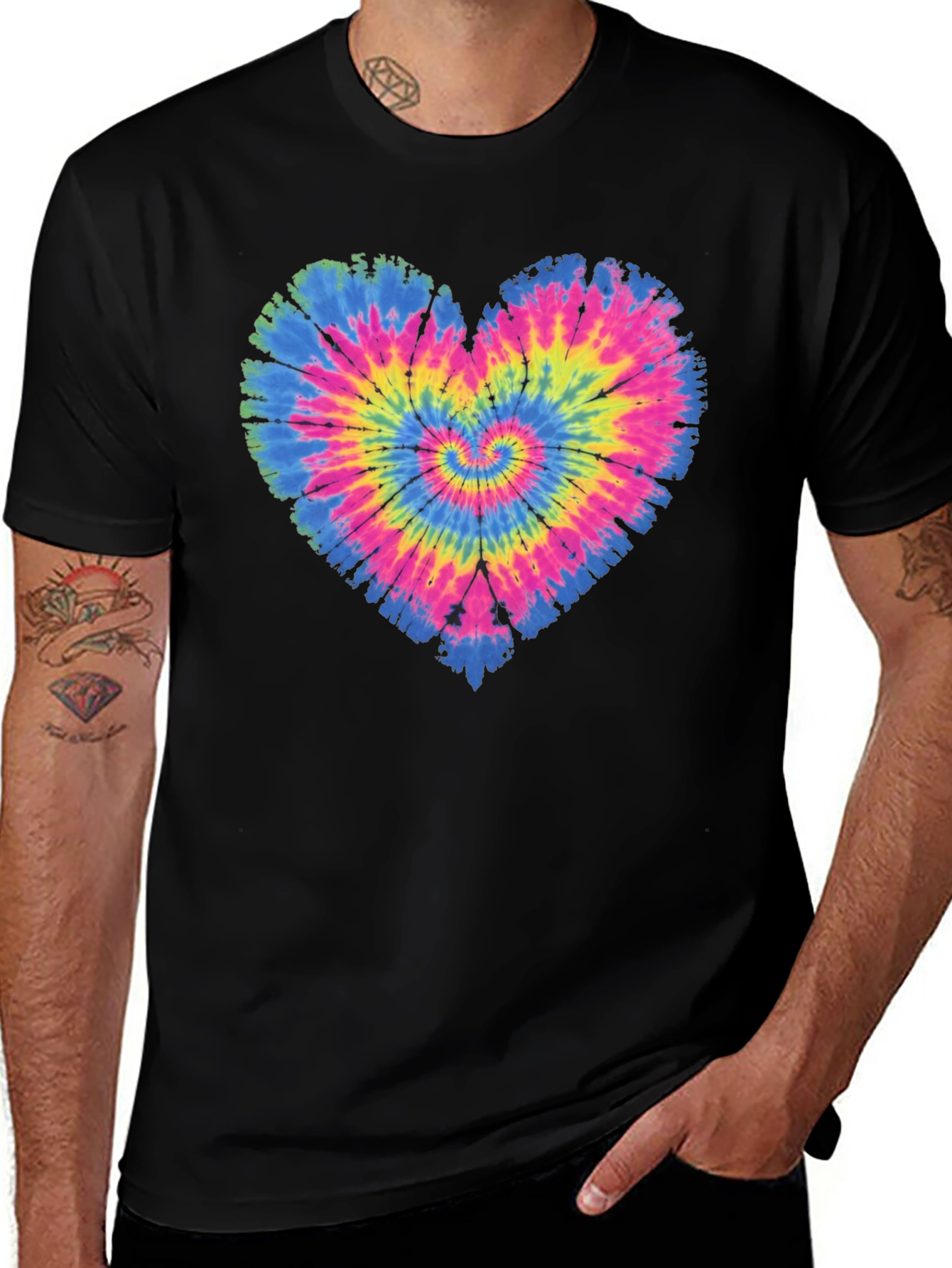 Tie Dye Heart Graphic T-Shirt