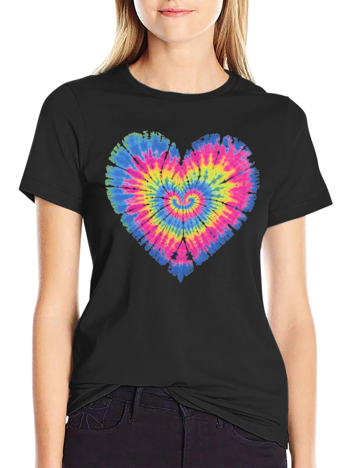 Tie Dye Heart Graphic T-Shirt