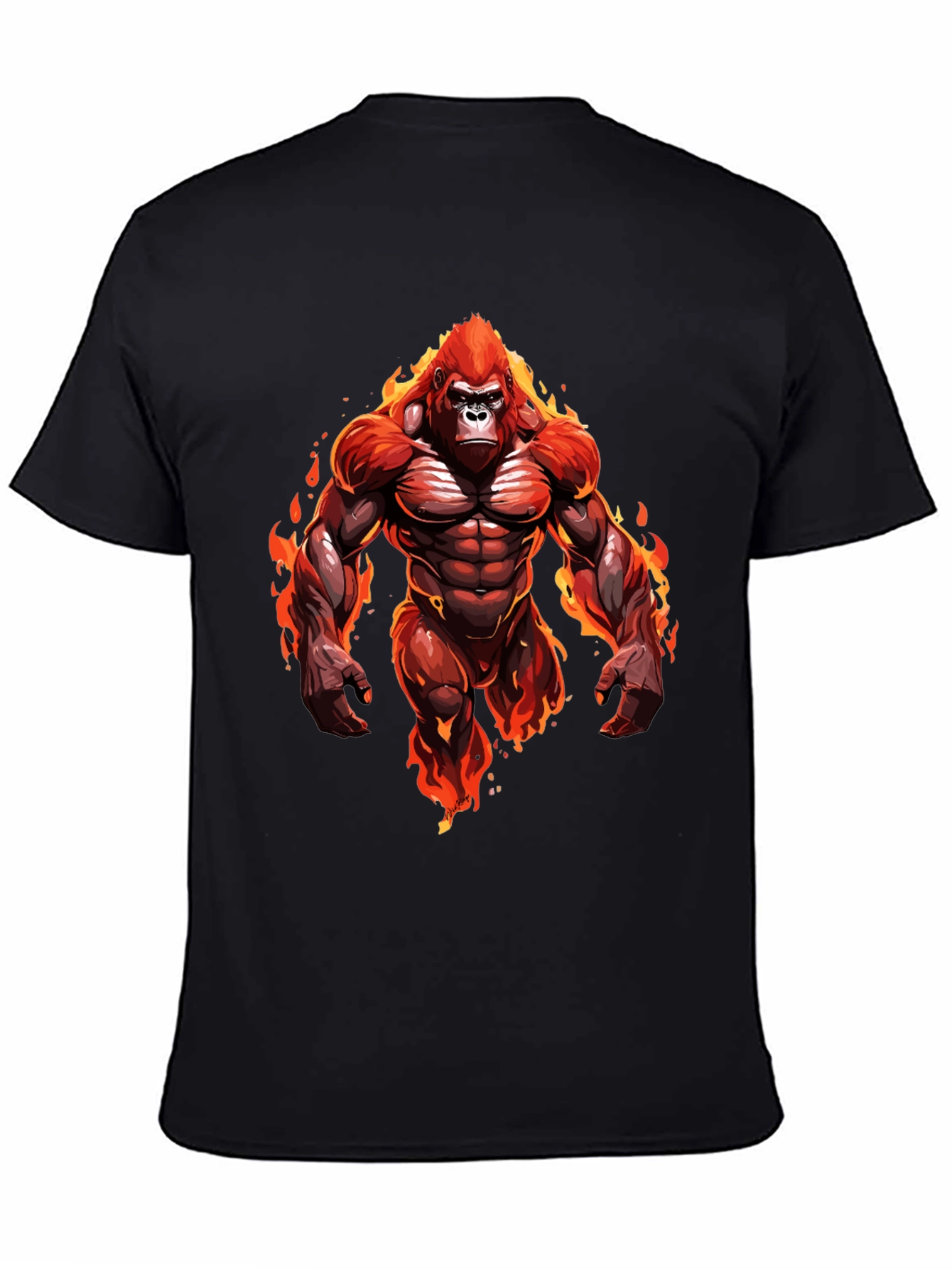 Fiery Gorilla Graphic Tee - Bold Black T-Shirt