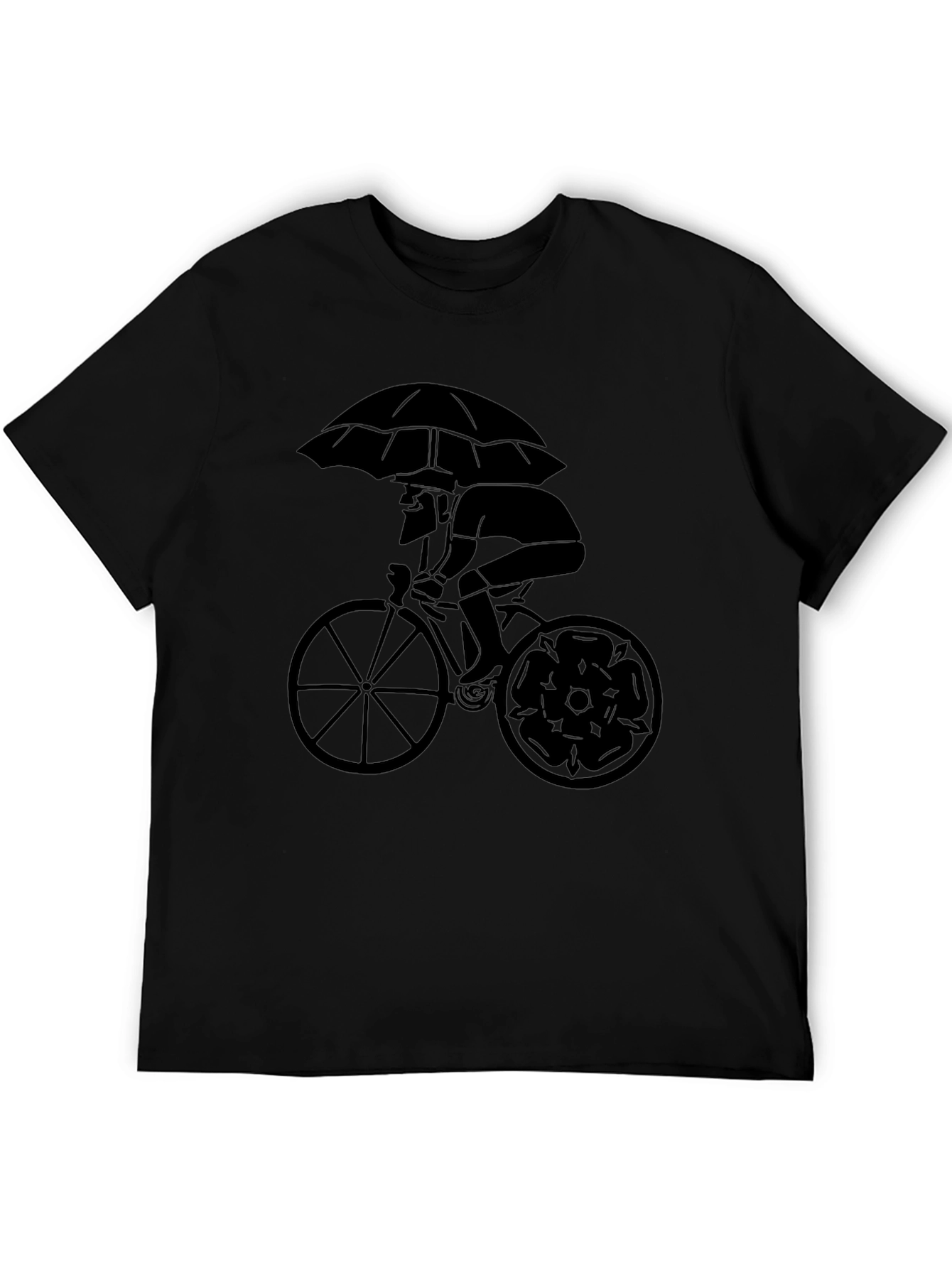 Stylish Cyclist Umbrella Graphic Tee - Black